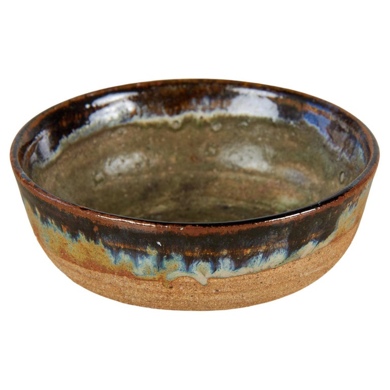 Stoneware Studio Ceramic Bowl with Glaze For Sale at 1stDibs