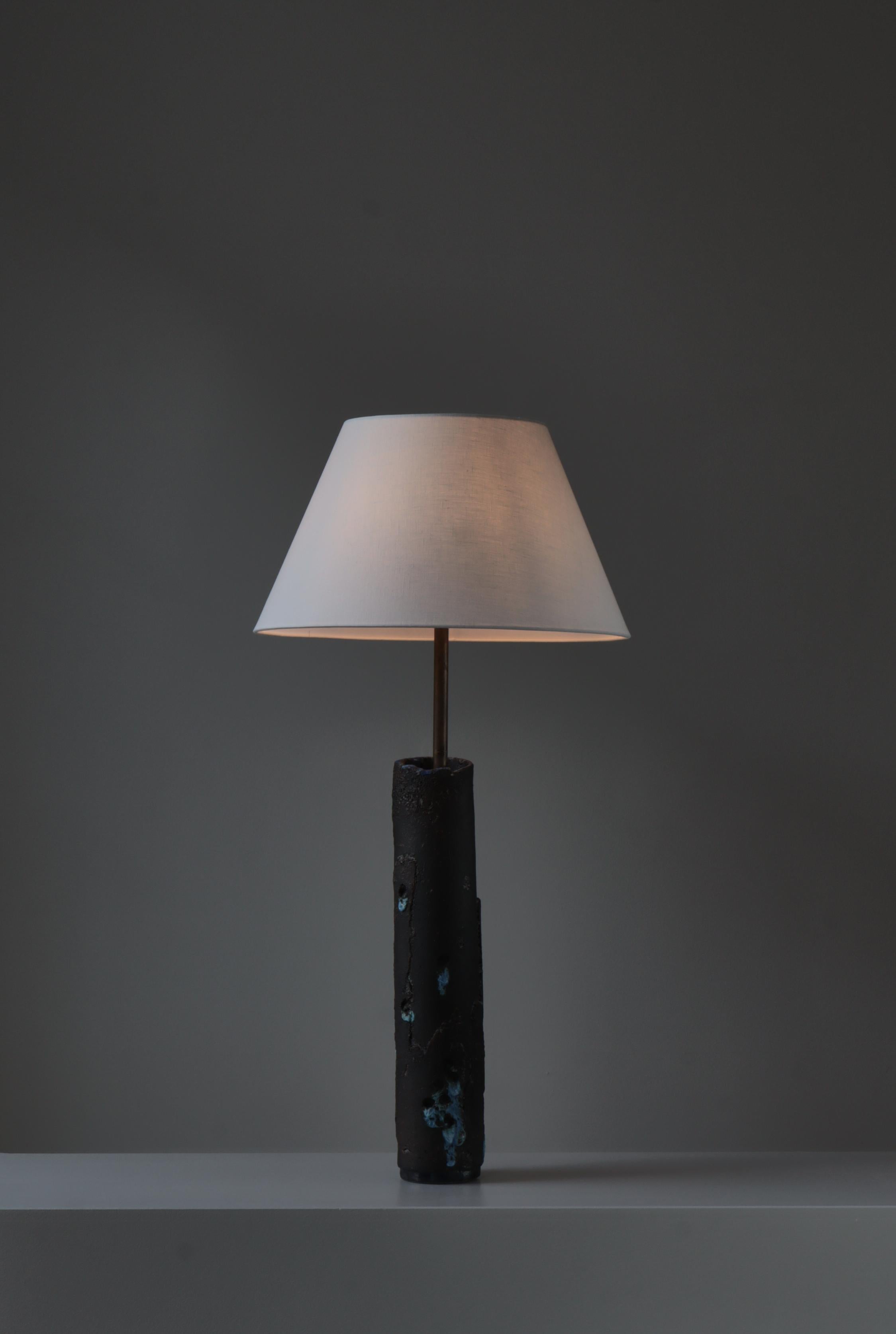 Brutalist Stoneware Table / Floor Lamp by Ole Bjørn Krüger, Own Studio, Denmark, 1970s For Sale