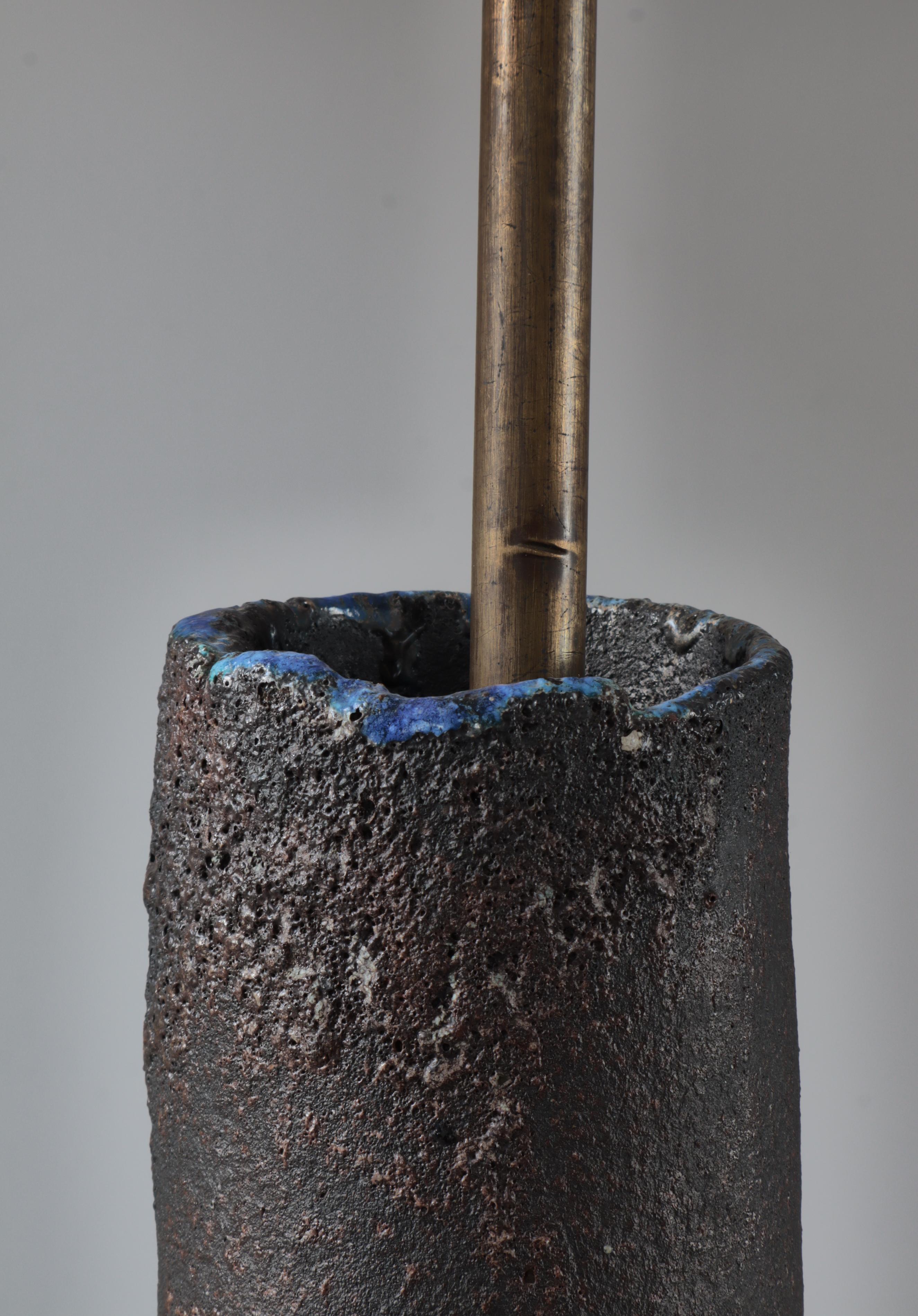 Danish Stoneware Table / Floor Lamp by Ole Bjørn Krüger, Own Studio, Denmark, 1970s For Sale