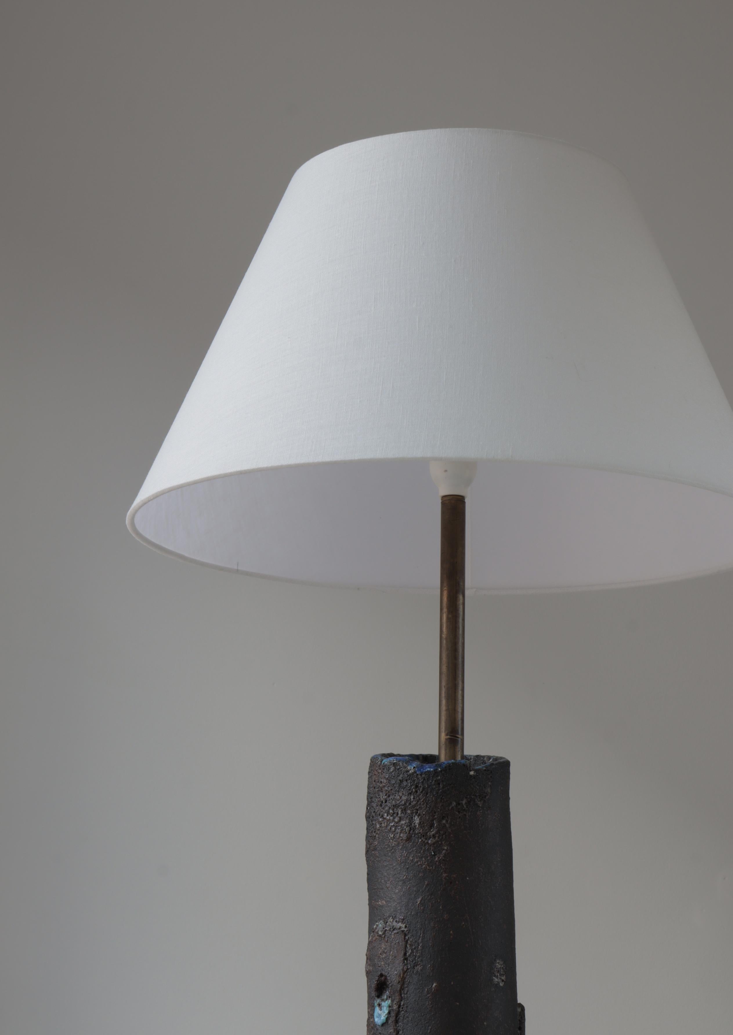 Stoneware Table / Floor Lamp by Ole Bjørn Krüger, Own Studio, Denmark, 1970s In Good Condition For Sale In Odense, DK