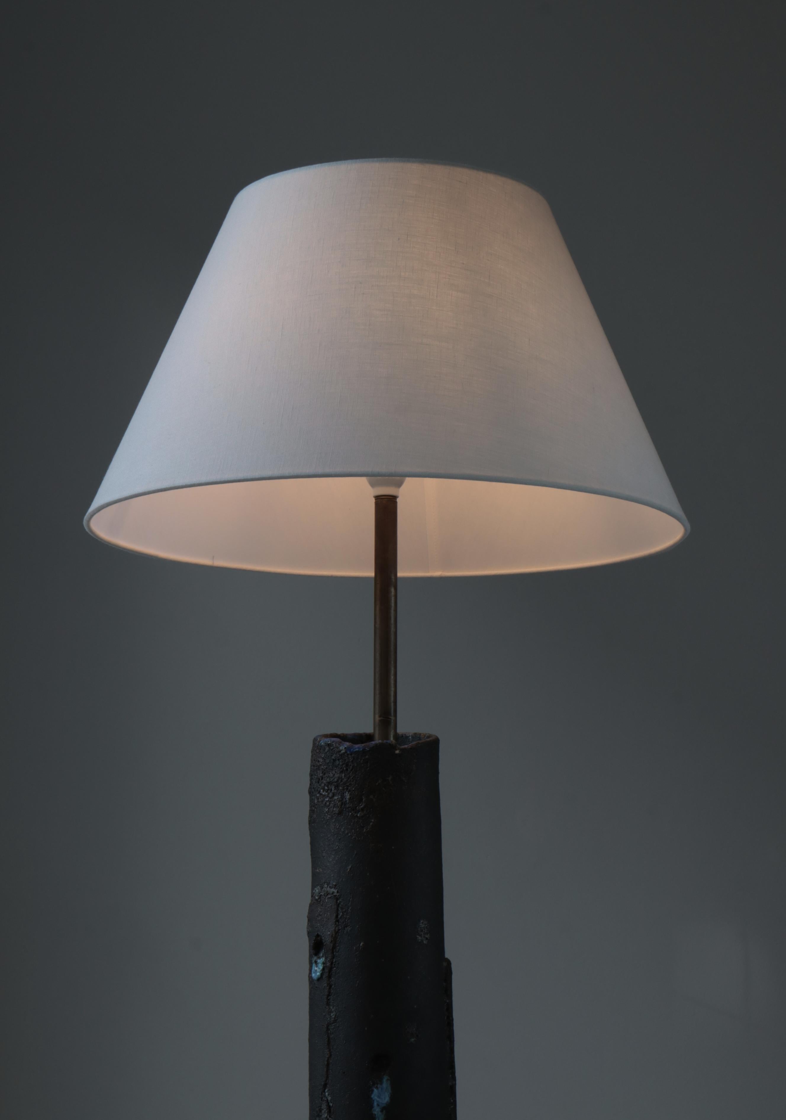 Late 20th Century Stoneware Table / Floor Lamp by Ole Bjørn Krüger, Own Studio, Denmark, 1970s For Sale