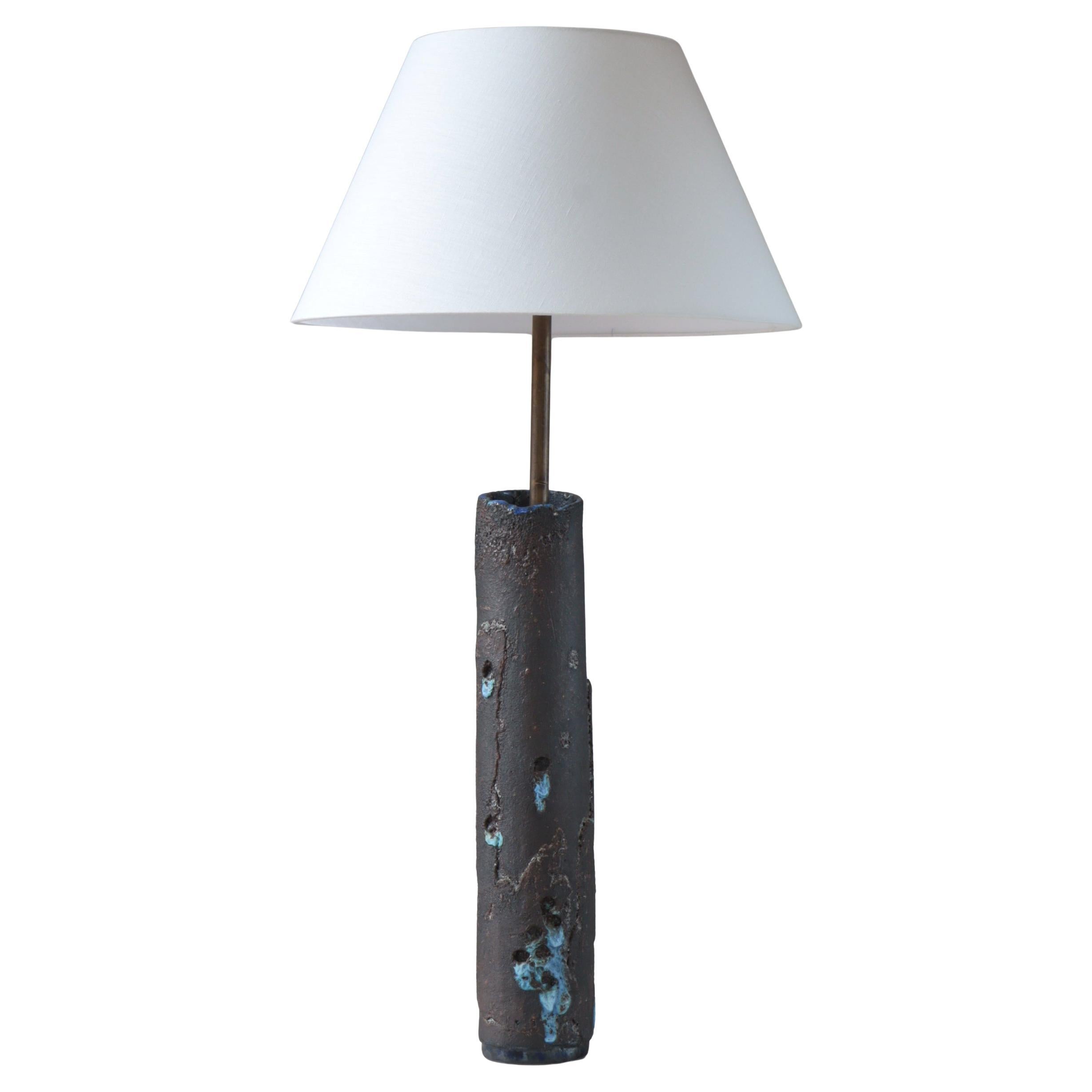 Stoneware Table / Floor Lamp by Ole Bjørn Krüger, Own Studio, Denmark, 1970s For Sale