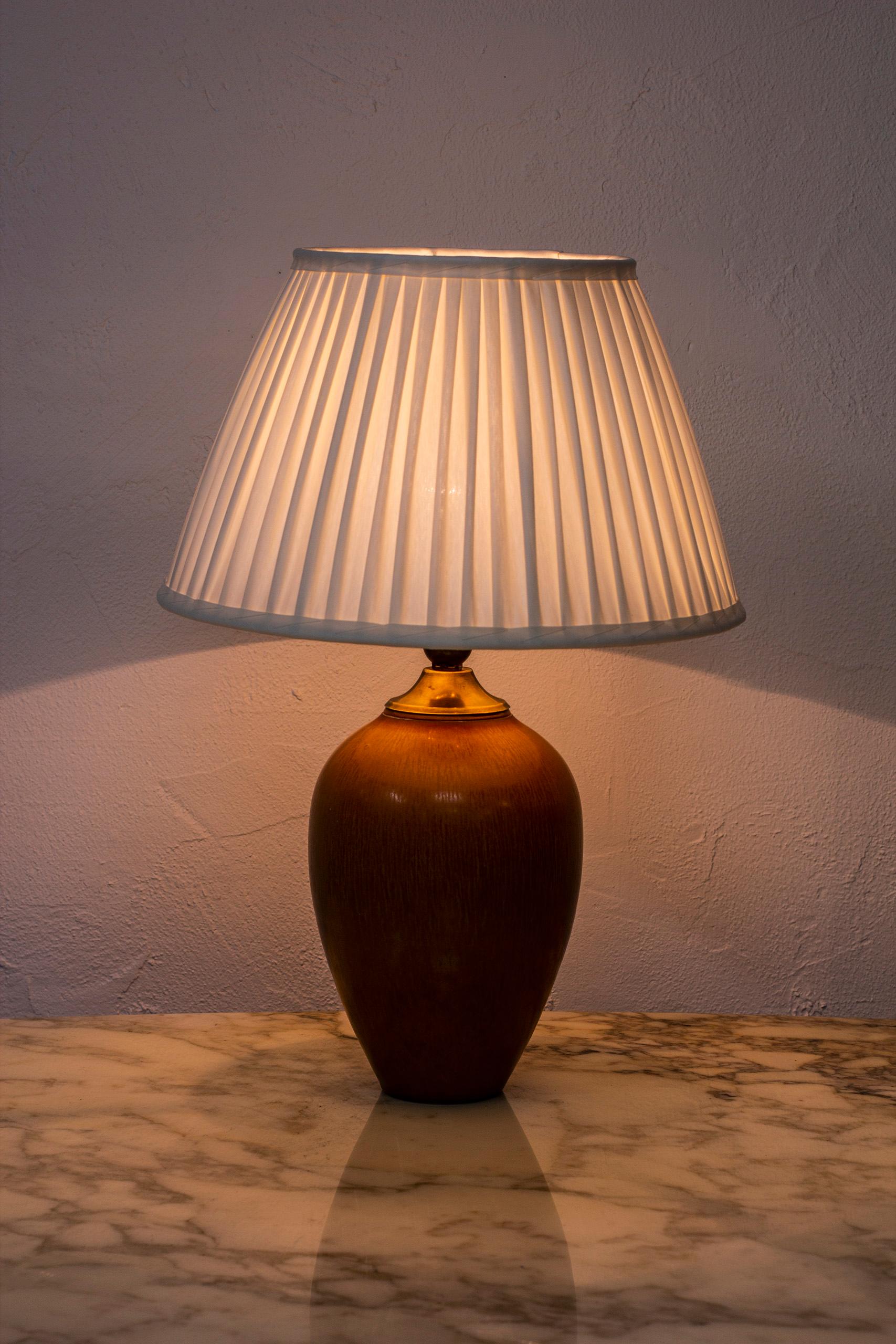 Stoneware Table Lamp by Gunnar Nylund for Rörstrand, Sweden, 1950s In Good Condition In Hägersten, SE