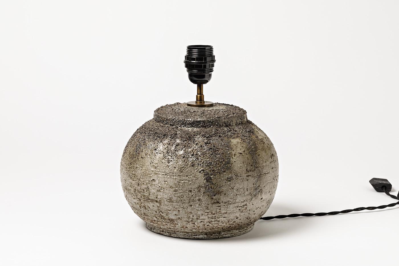 Beaux Arts Stoneware Table Lamp by Huguette Bessone, to Vallauris, France, circa 1970