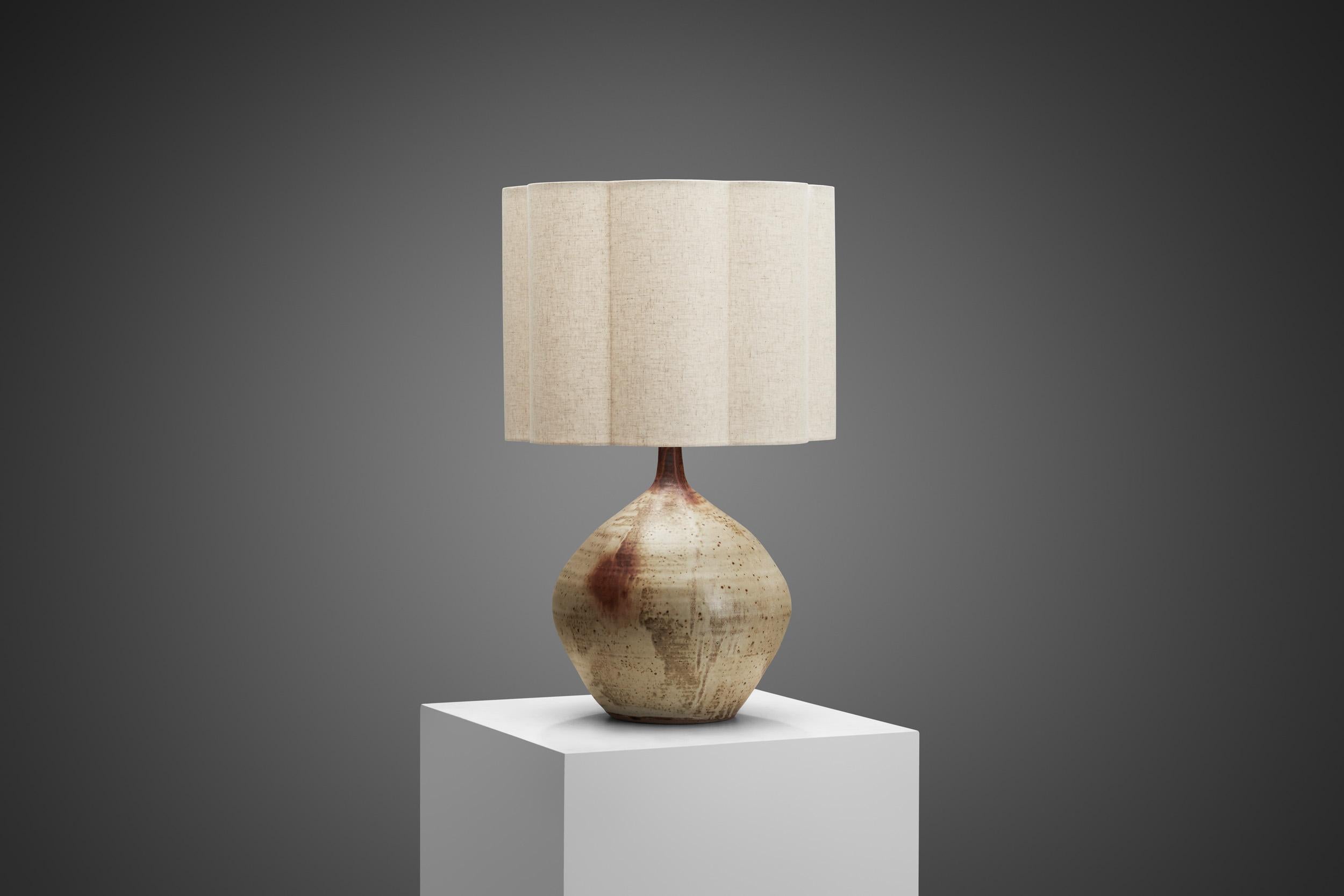 Mid-Century Modern Stoneware Table Lamp by Jean Pierre Prud’homme, France ca 1960s For Sale