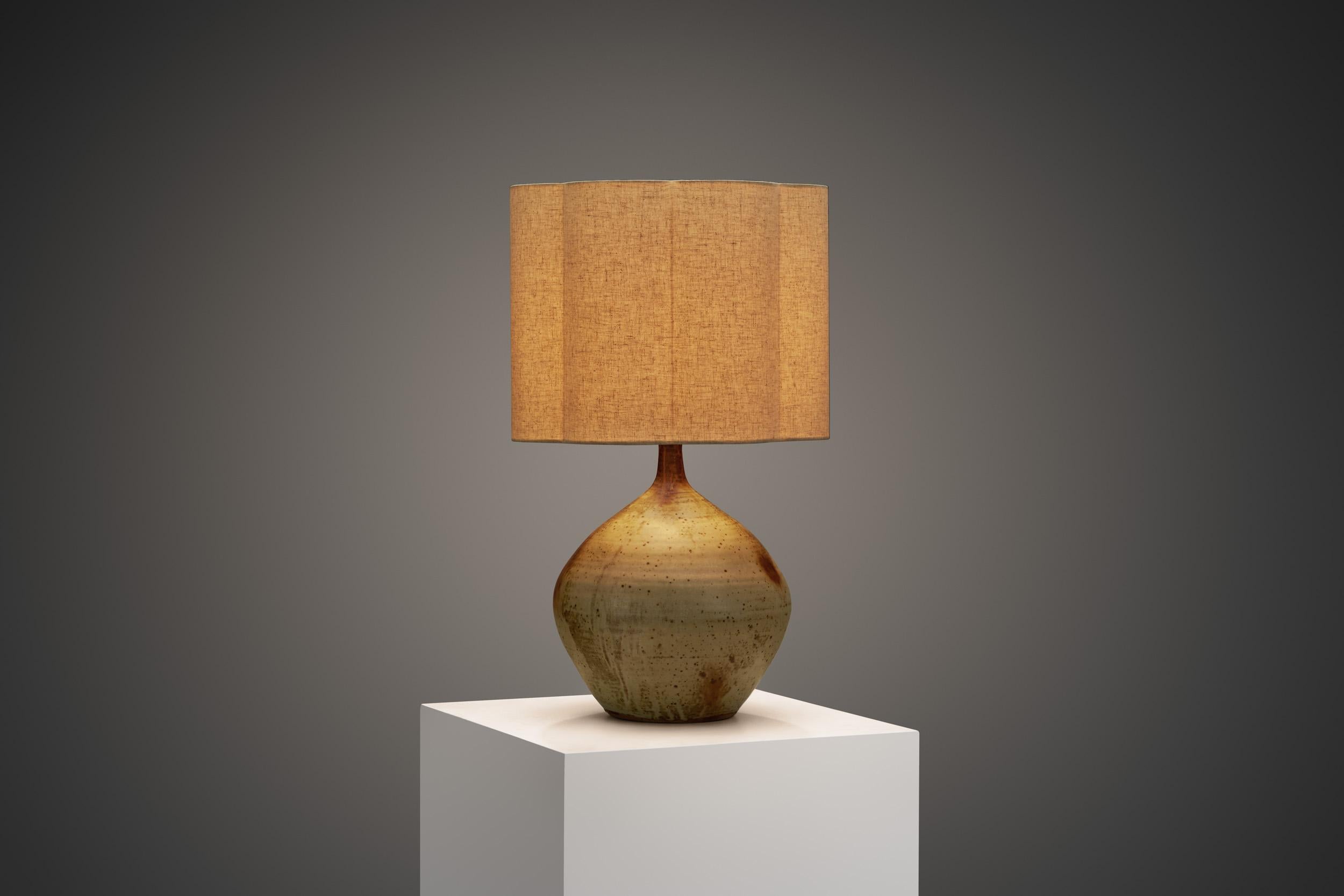 French Stoneware Table Lamp by Jean Pierre Prud’homme, France ca 1960s For Sale