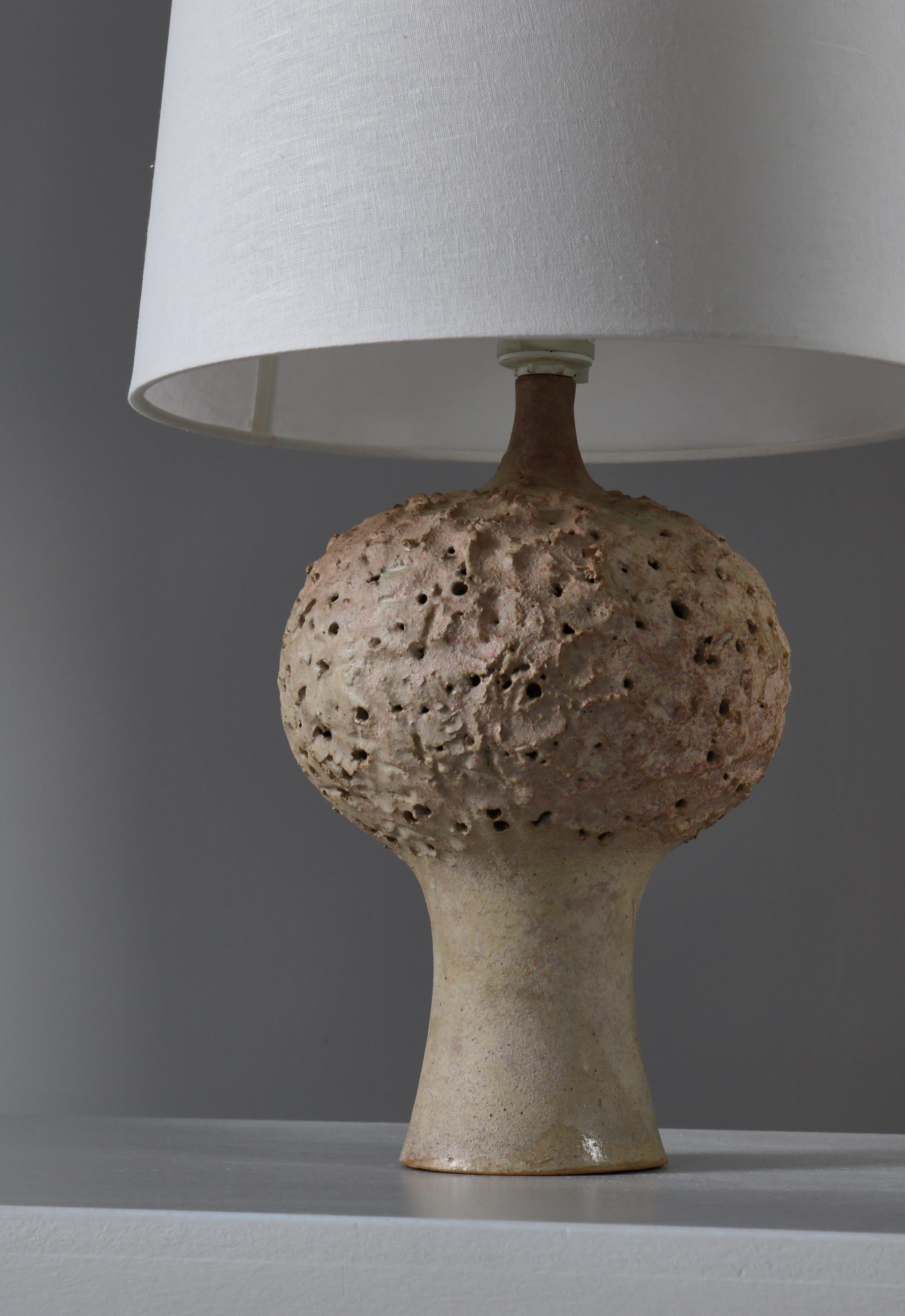 Danish Stoneware Table Lamp Light Glazing by Bodil Marie Nielsen, Denmark, 1960s For Sale
