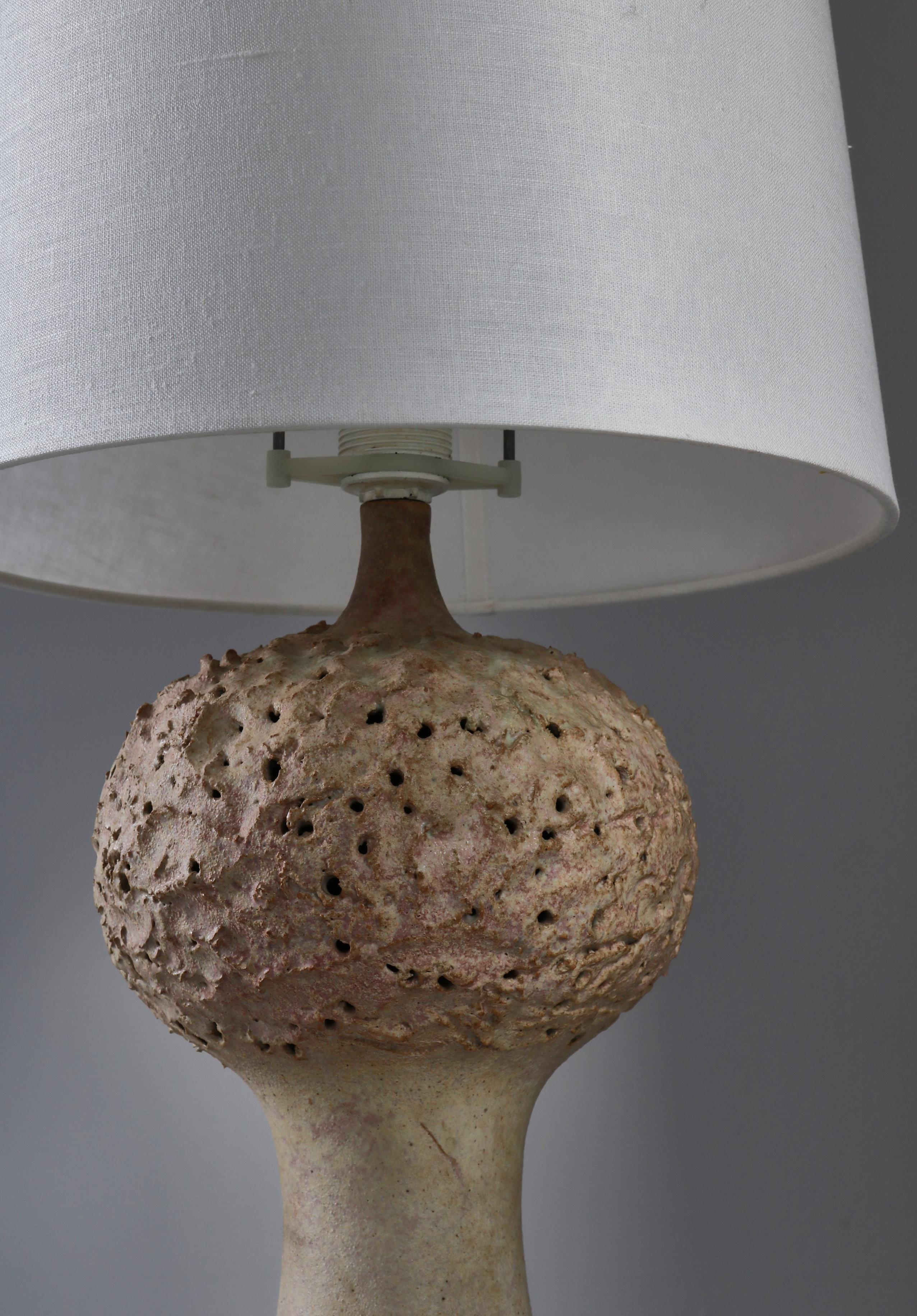 Stoneware Table Lamp Light Glazing by Bodil Marie Nielsen, Denmark, 1960s In Good Condition For Sale In Odense, DK