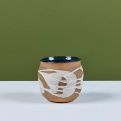 Stoneware Table Planter with White Glaze