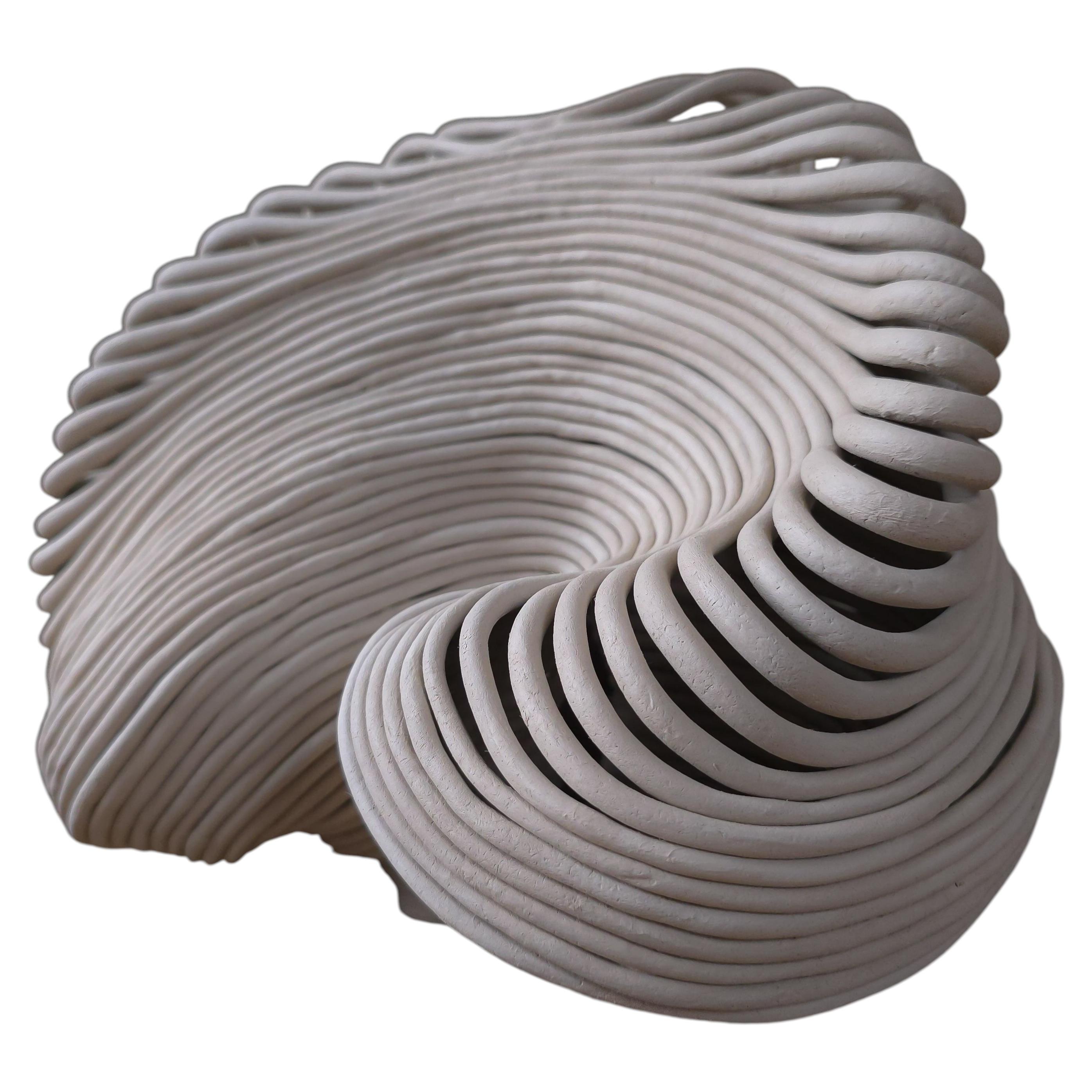 Organic Form White Stoneware Tamala Sculpture by Munier