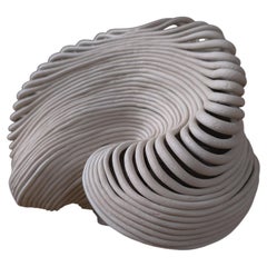 Organic Form White Stoneware Tamala Sculpture by Munier