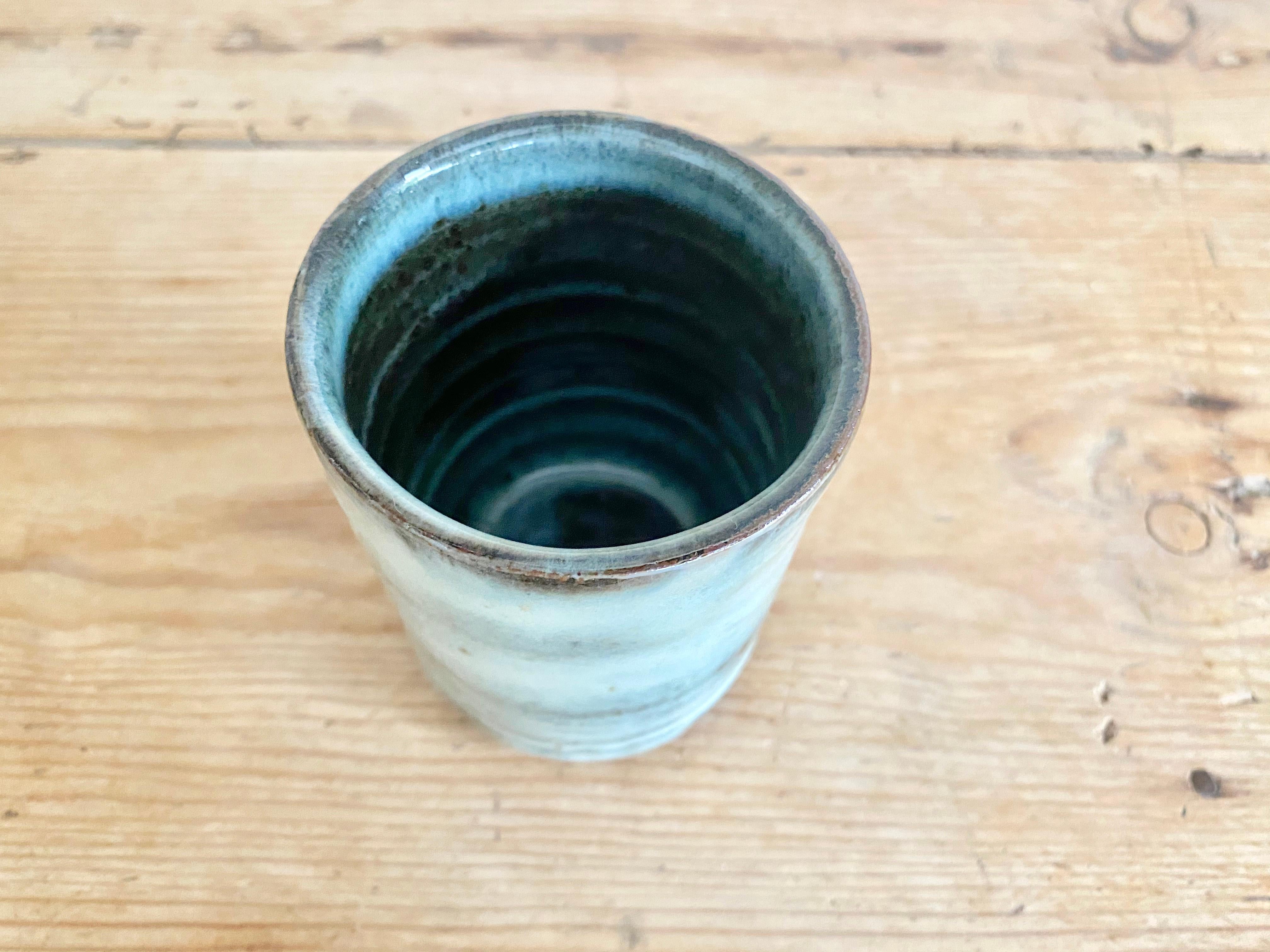 Scandinavian Modern Stoneware Teacup with Nuka Glaze by Mats Svensson