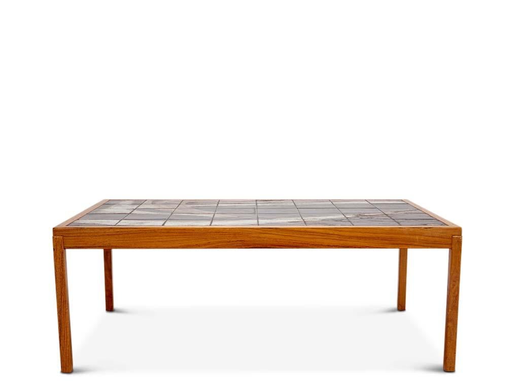Mid-Century Modern Stoneware Tile & Rosewood Coffee Table by Ole Bjorn Kryger For Sale
