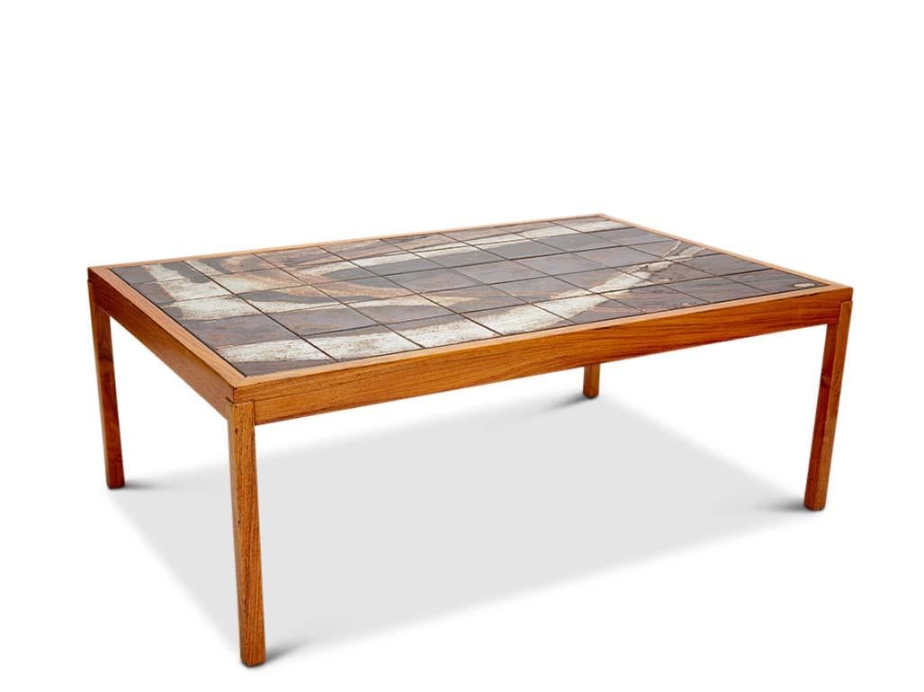 Danish Stoneware Tile & Rosewood Coffee Table by Ole Bjorn Kryger For Sale