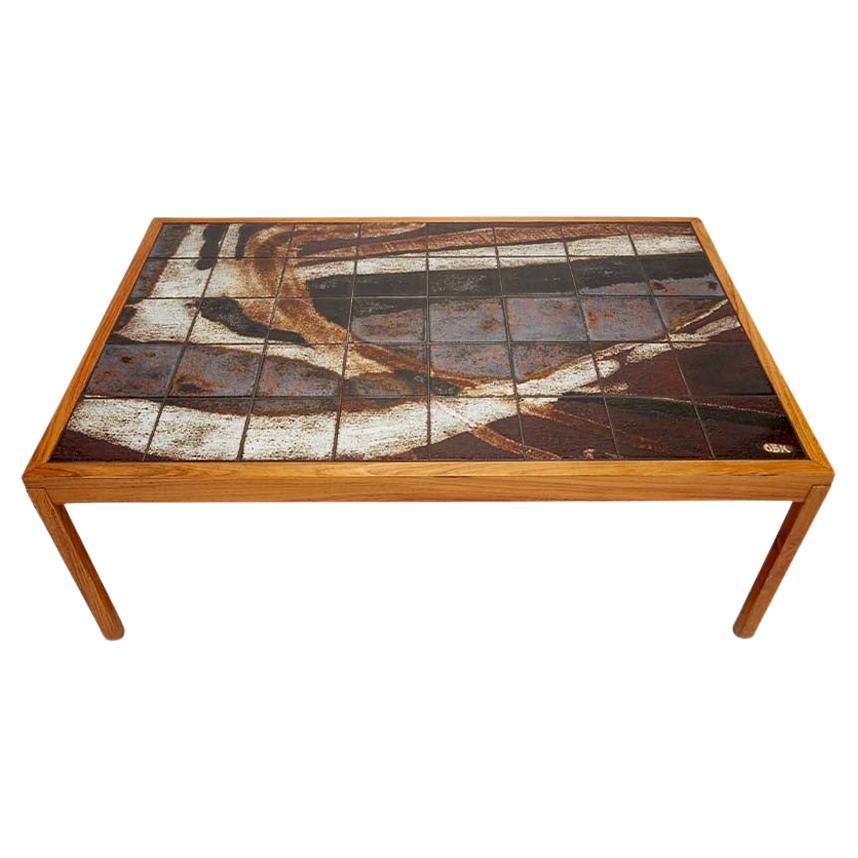 Stoneware Tile & Rosewood Coffee Table by Ole Bjorn Kryger For Sale