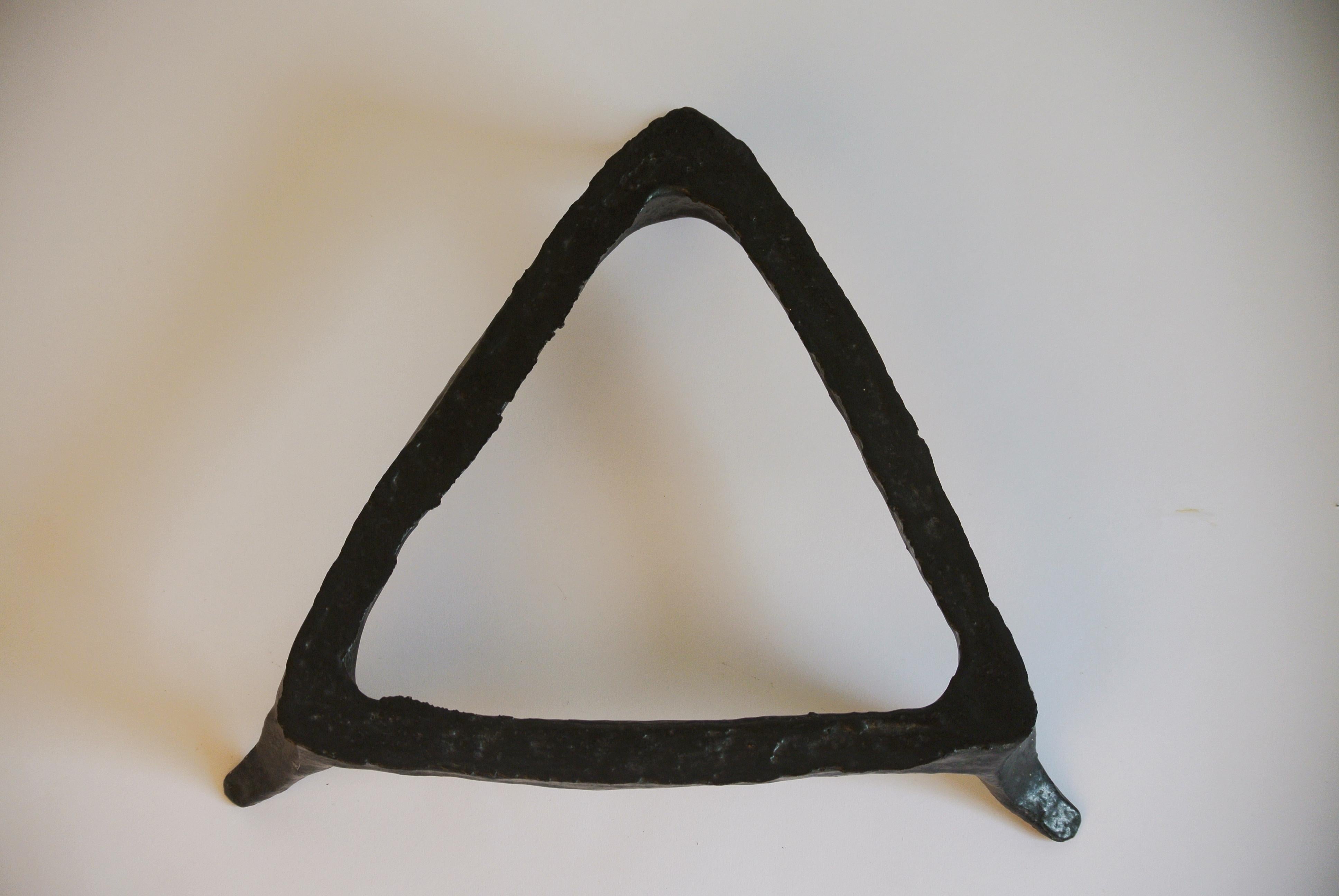 German Stoneware Trivet with Black Metallic Glaze by Danish Artist Christine Roland For Sale