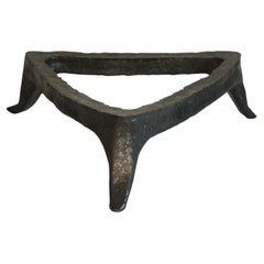 Stoneware Trivet with Black Metallic Glaze by Danish Artist Christine Roland
