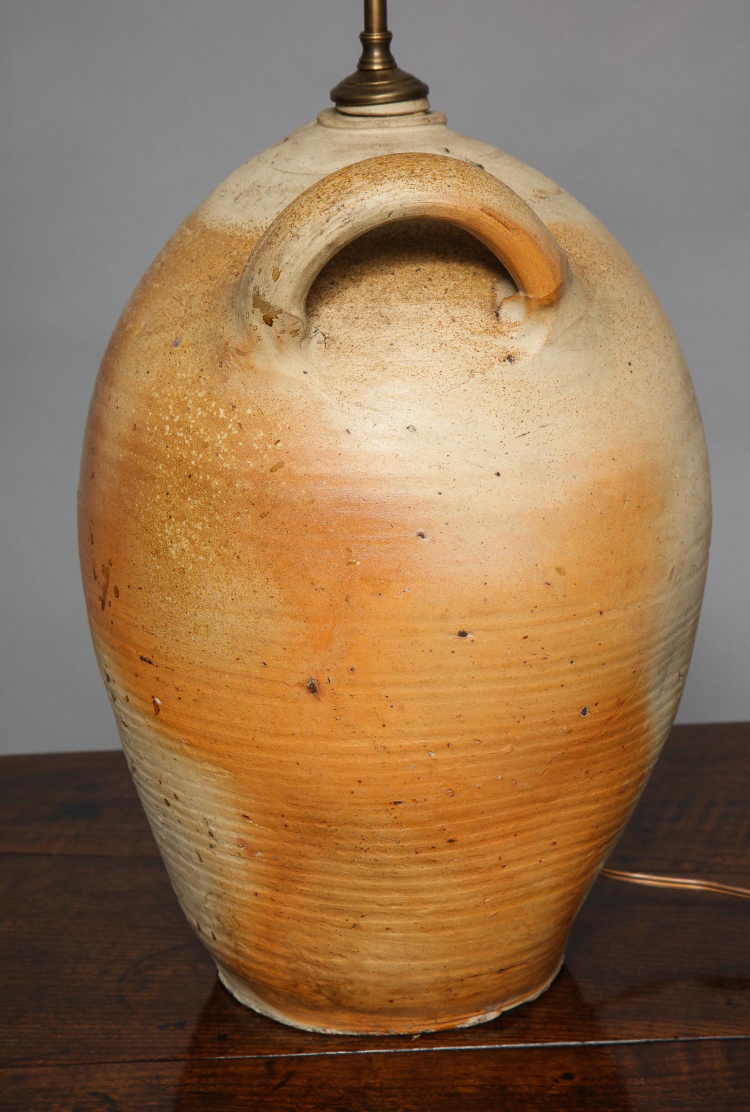 Earthenware Stoneware Two Handled Jug Lamp For Sale