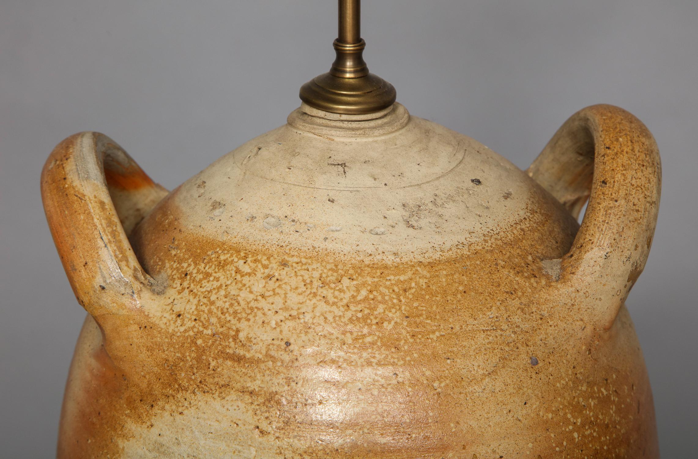 Stoneware Two Handled Jug Lamp For Sale 2