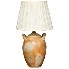 Antique Stoneware Two Handled Jug Lamp