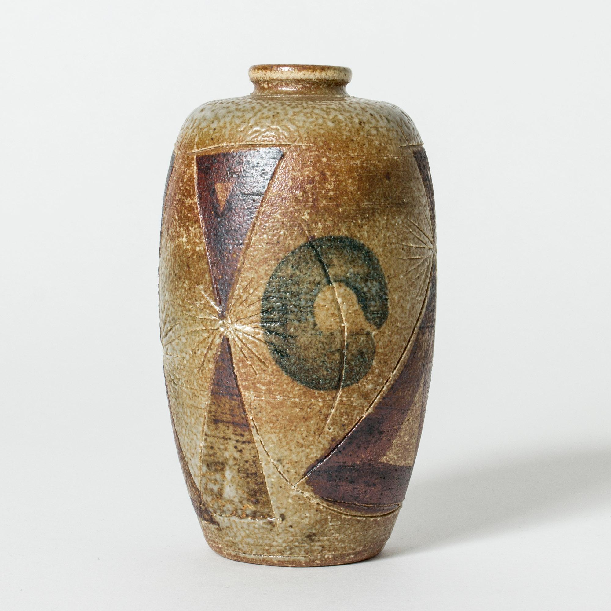 Scandinavian Modern Stoneware Vase by Anders B. Liljefors, Gustavsberg, Sweden, 1950s For Sale