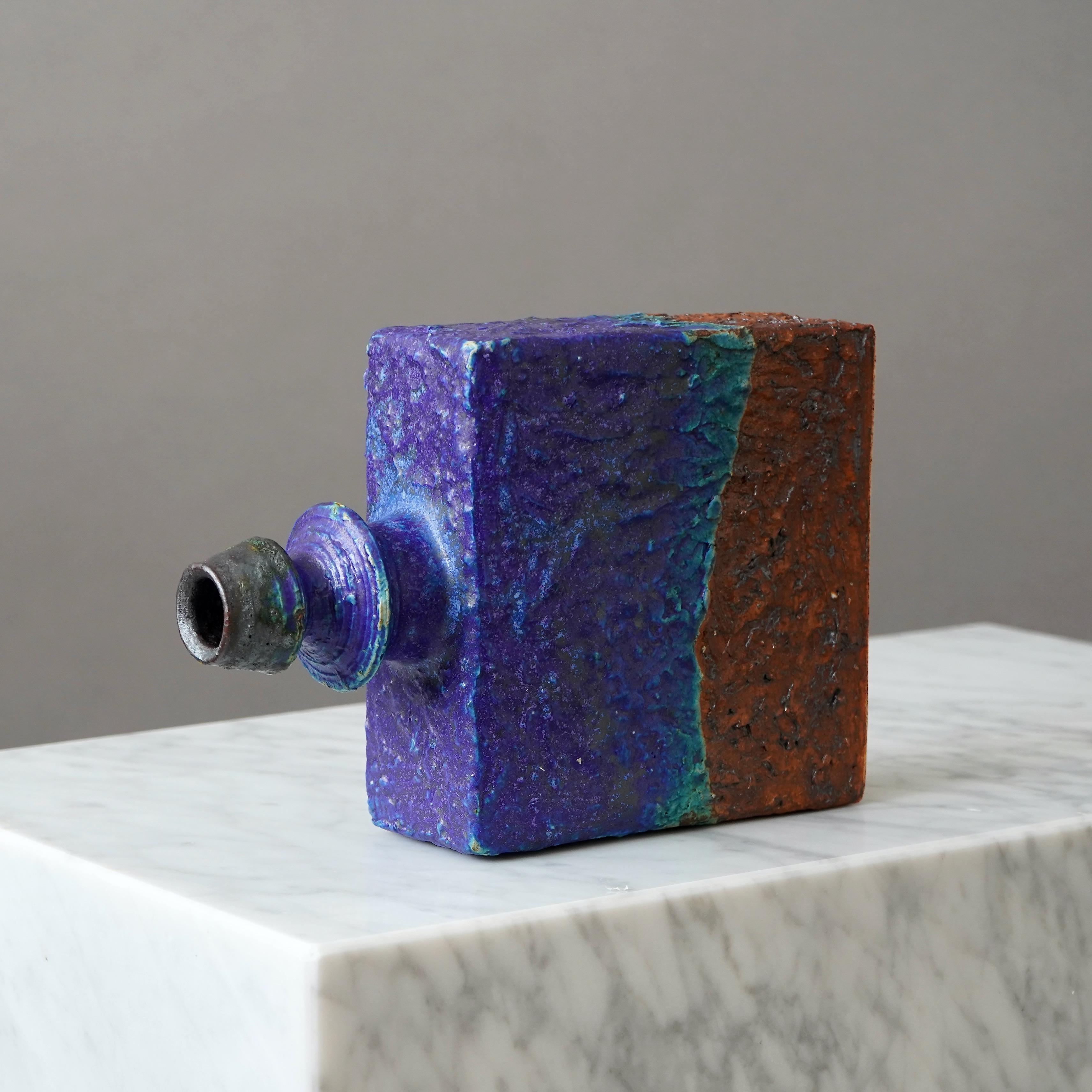 Ceramic Blue Stoneware Vase by Annikki Hovisaari for Arabia, Finland, 1960s For Sale