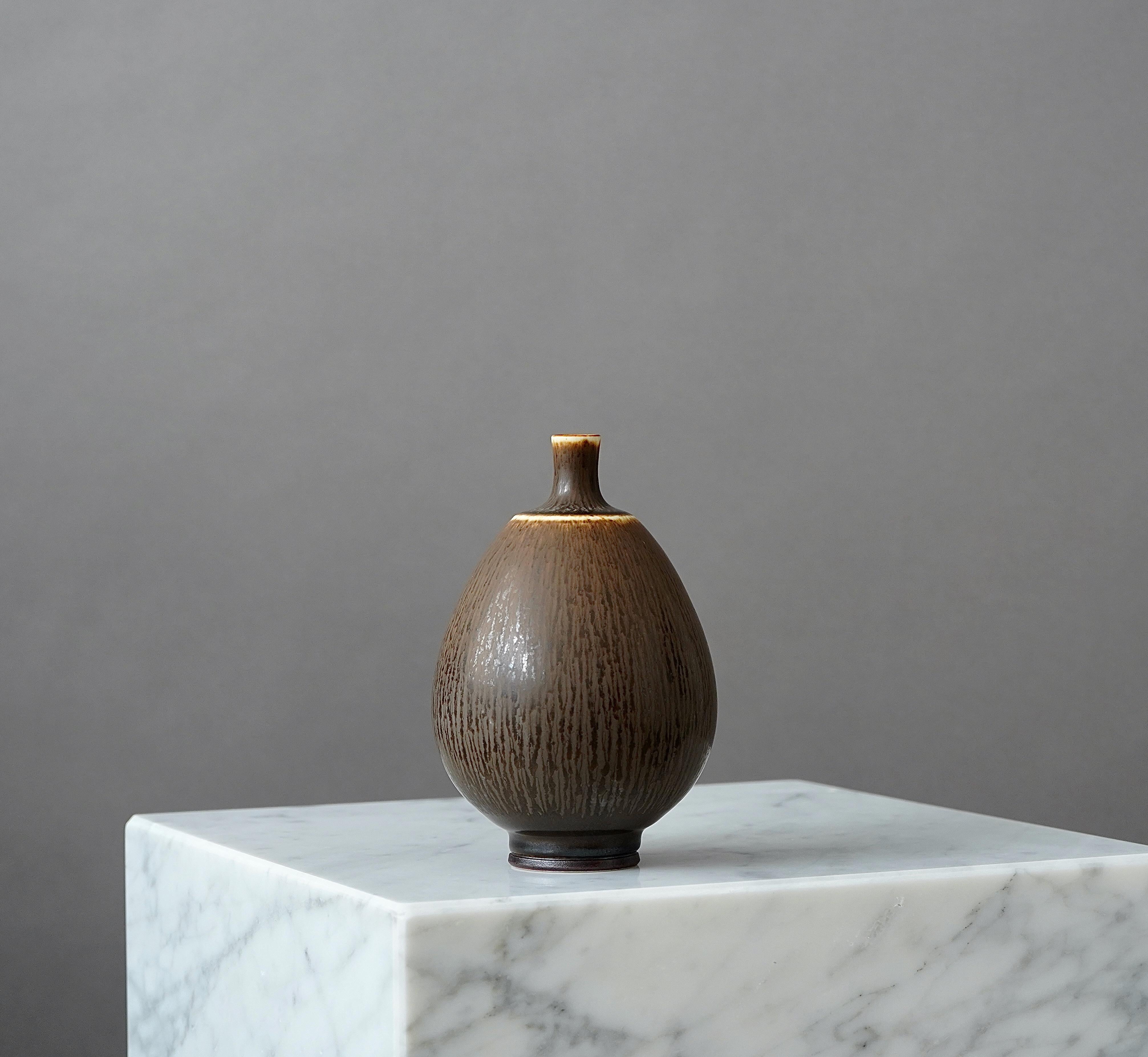 Turned Stoneware Vase by Berndt Friberg for Gustavsberg Studio, Sweden, 1979 For Sale