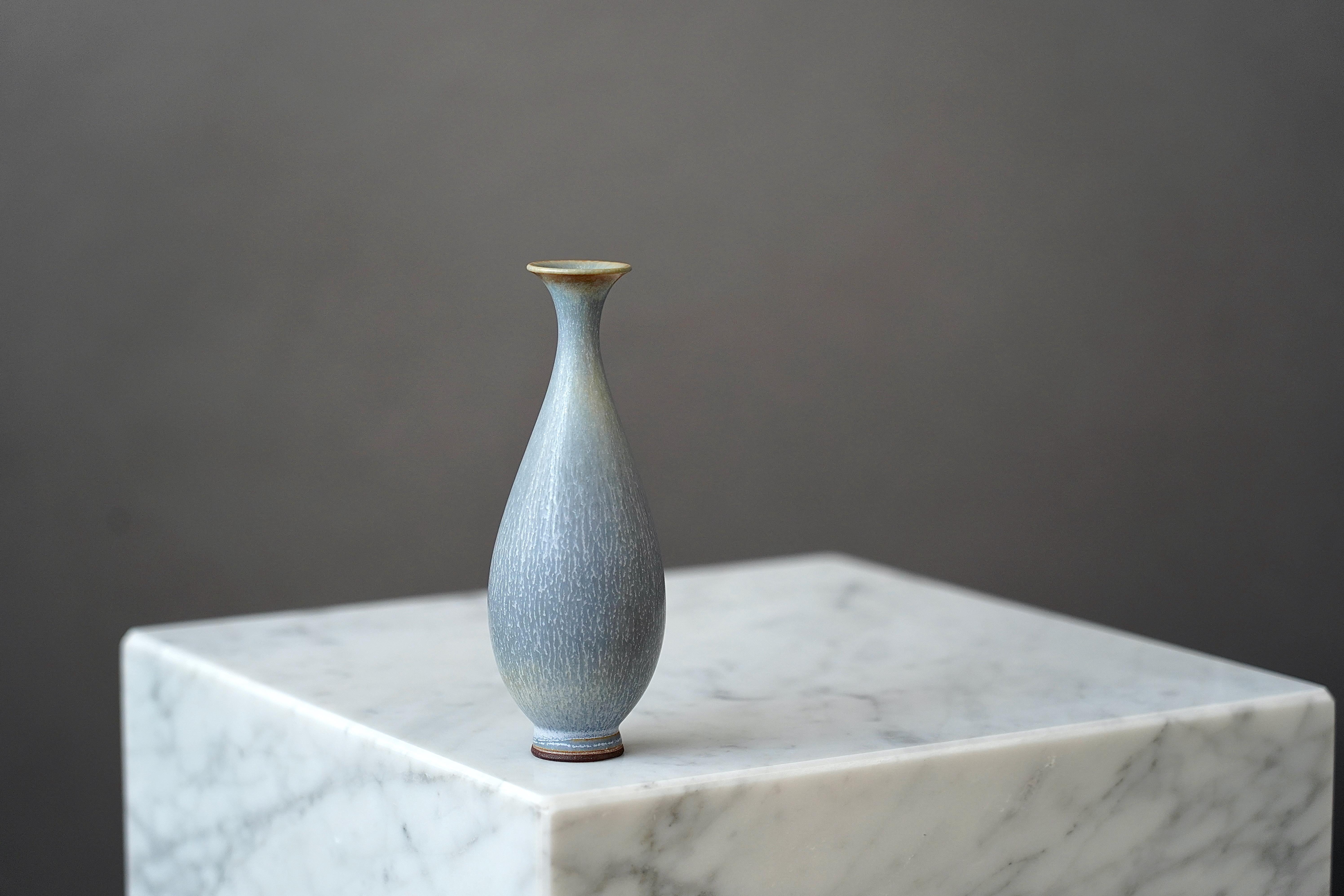 Turned Stoneware Vase by Berndt Friberg for Gustavsberg, Sweden, 1950s For Sale
