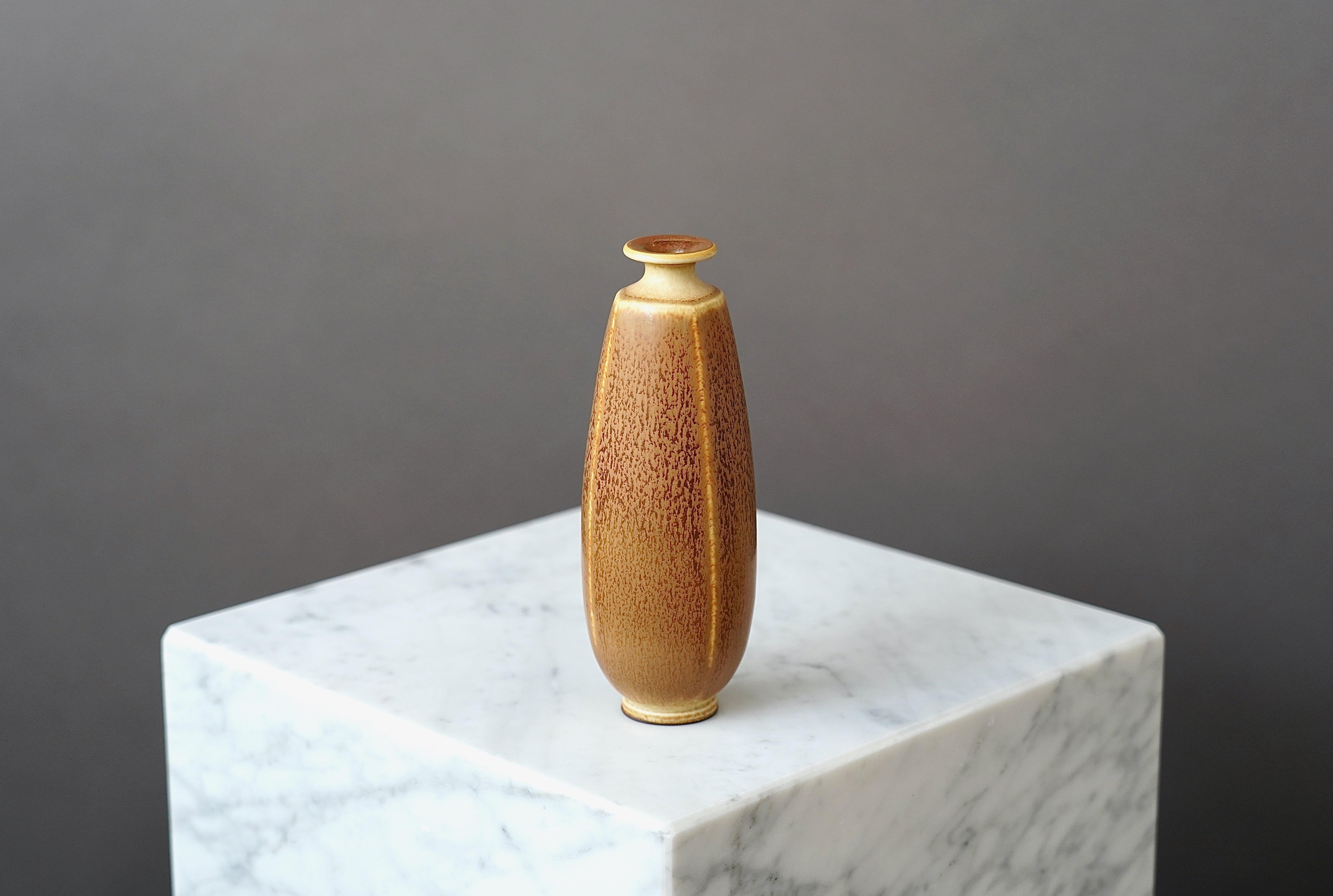 Turned Stoneware Vase by Berndt Friberg for Gustavsberg, Sweden, 1955 For Sale