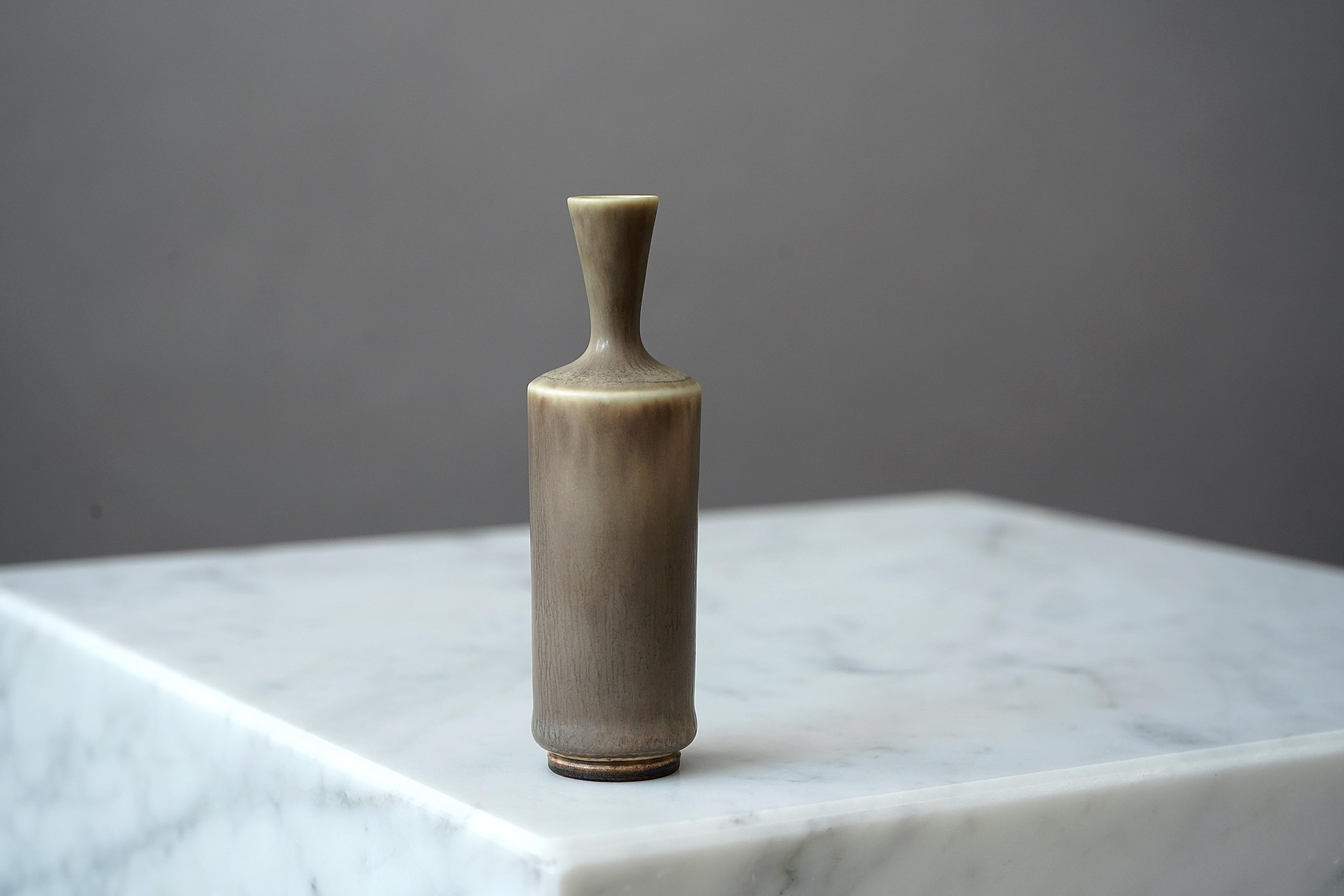 Turned Stoneware Vase by Berndt Friberg for Gustavsberg, Sweden, 1960s For Sale