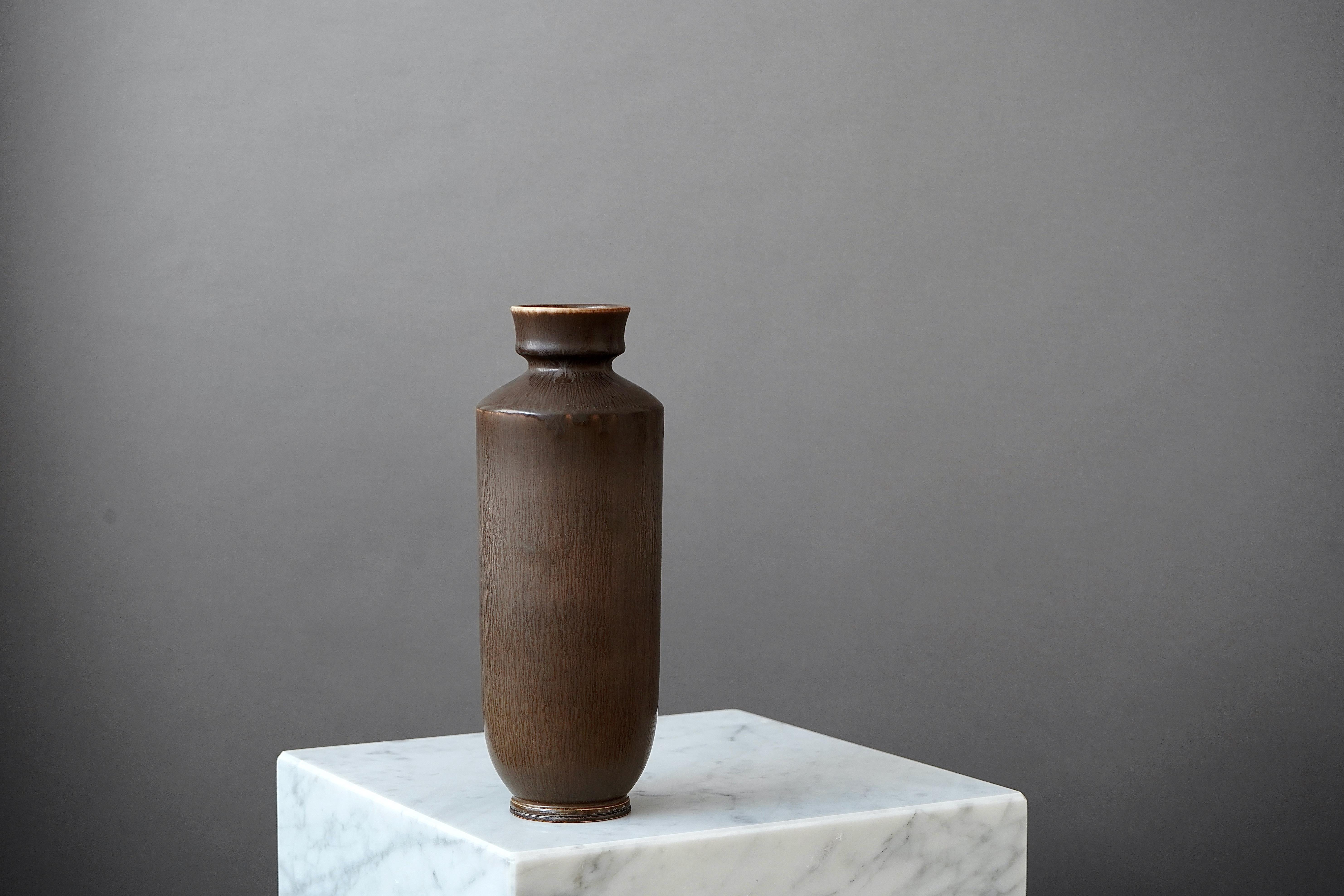 Turned Stoneware Vase by Berndt Friberg for Gustavsberg, Sweden, 1964 For Sale