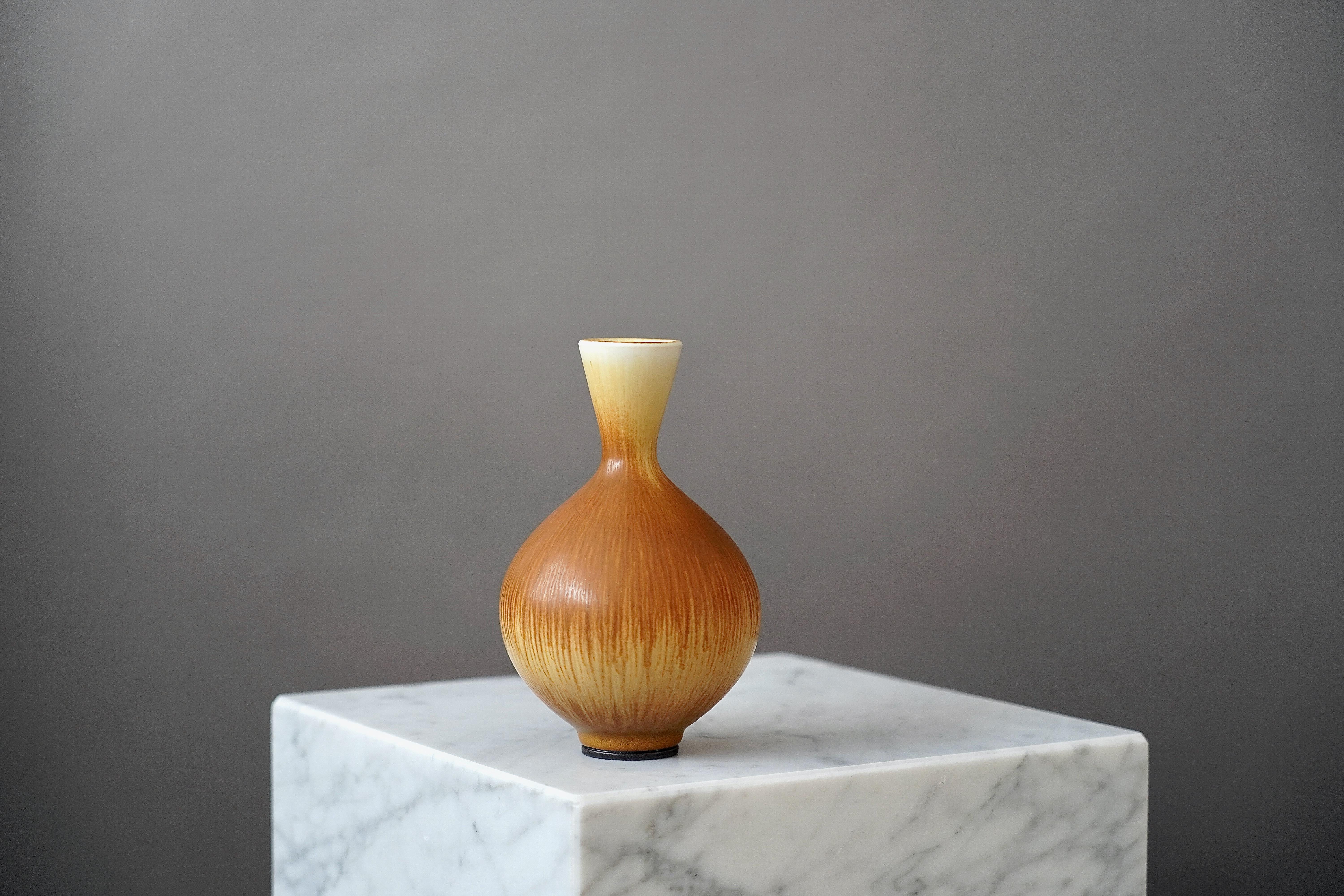 Turned Stoneware Vase by Berndt Friberg for Gustavsberg, Sweden, 1977 For Sale