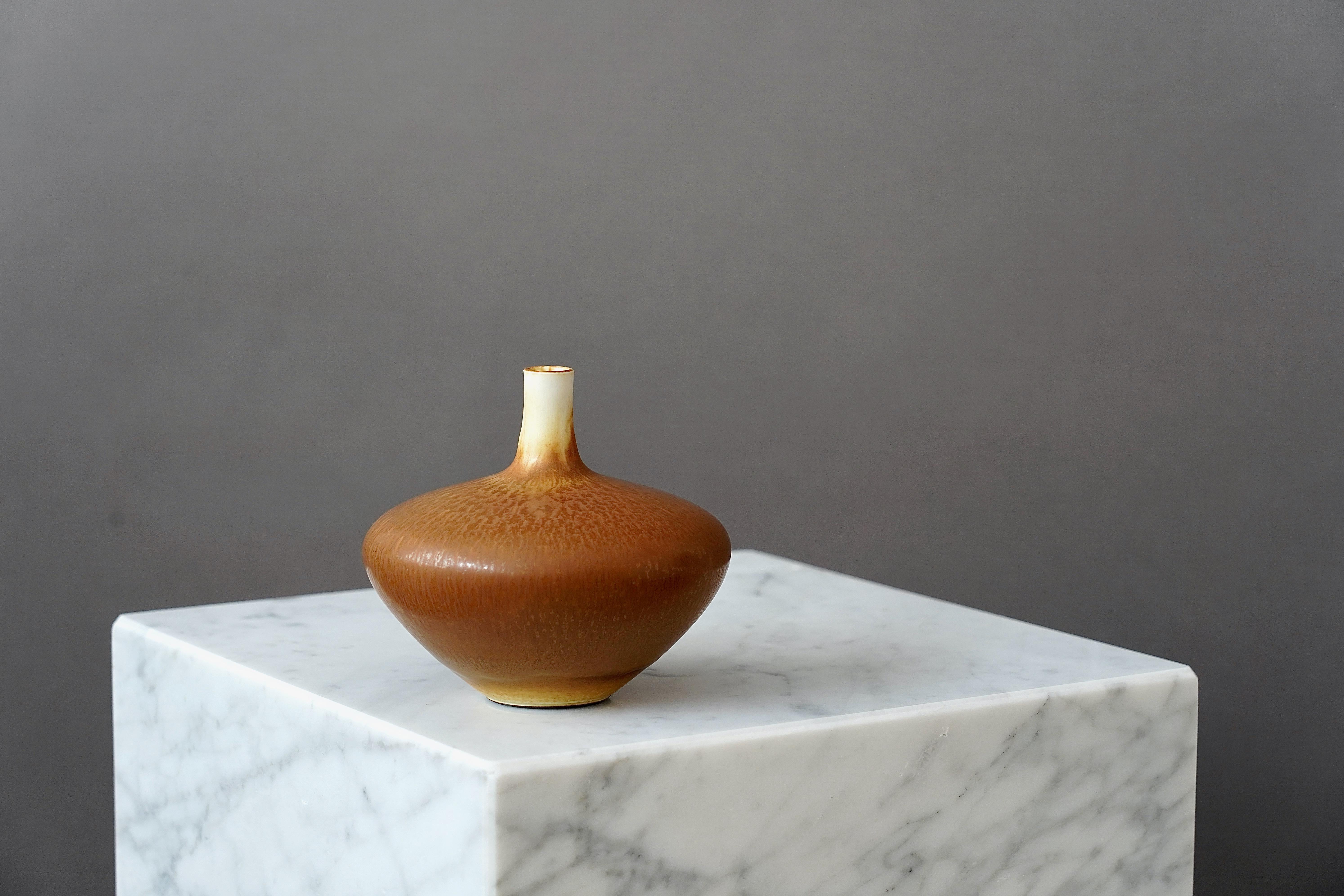 Turned Stoneware Vase by Berndt Friberg for Gustavsberg, Sweden, 1977 For Sale