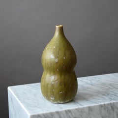 Jarrón de gres verde de Carl-Harry Stalhane, Rorstrand, Suecia, años 50