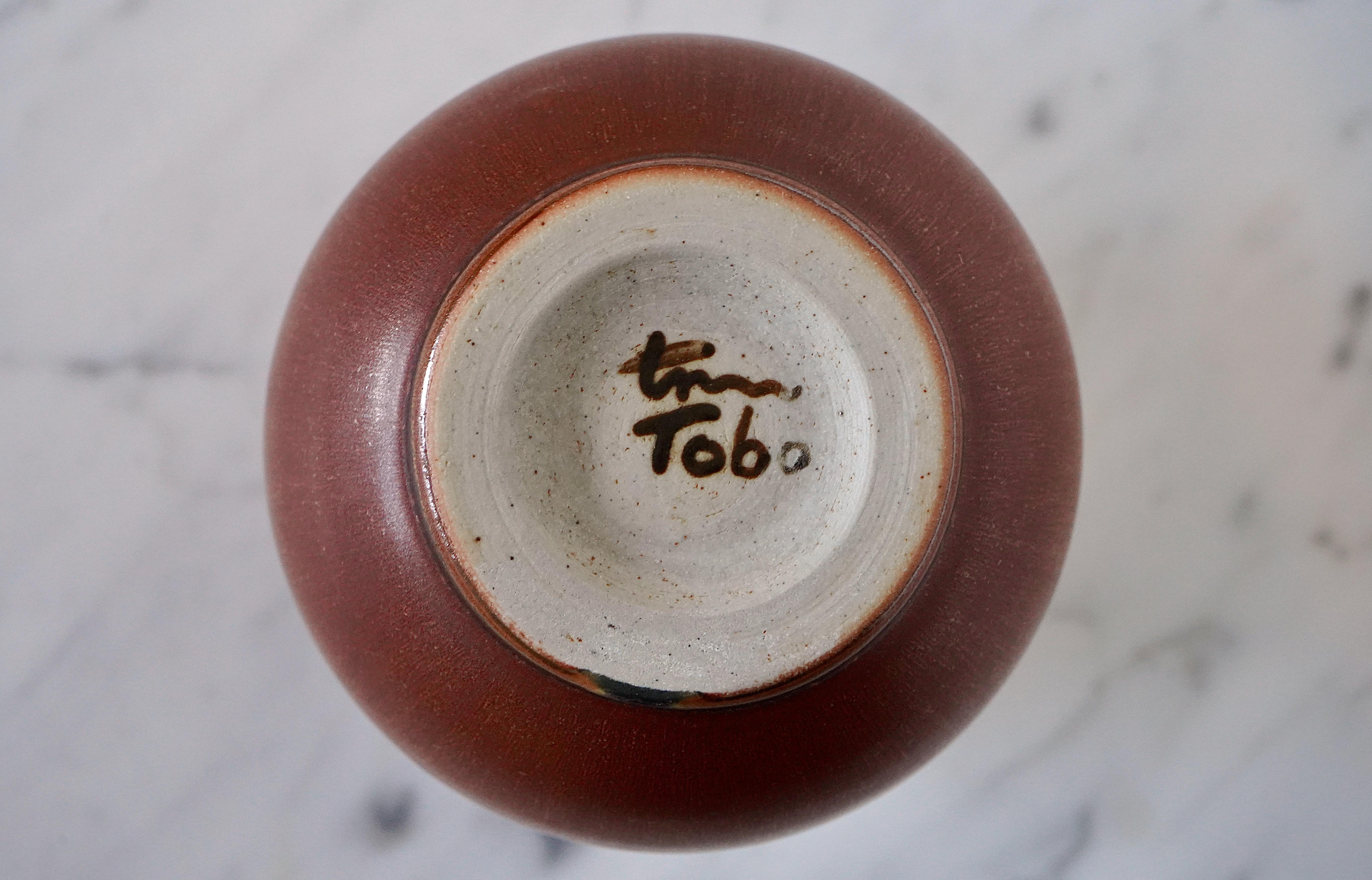 Vaso in gres di Erich and Ingrid Triller per Tobo, Svezia, anni '50 in vendita 2