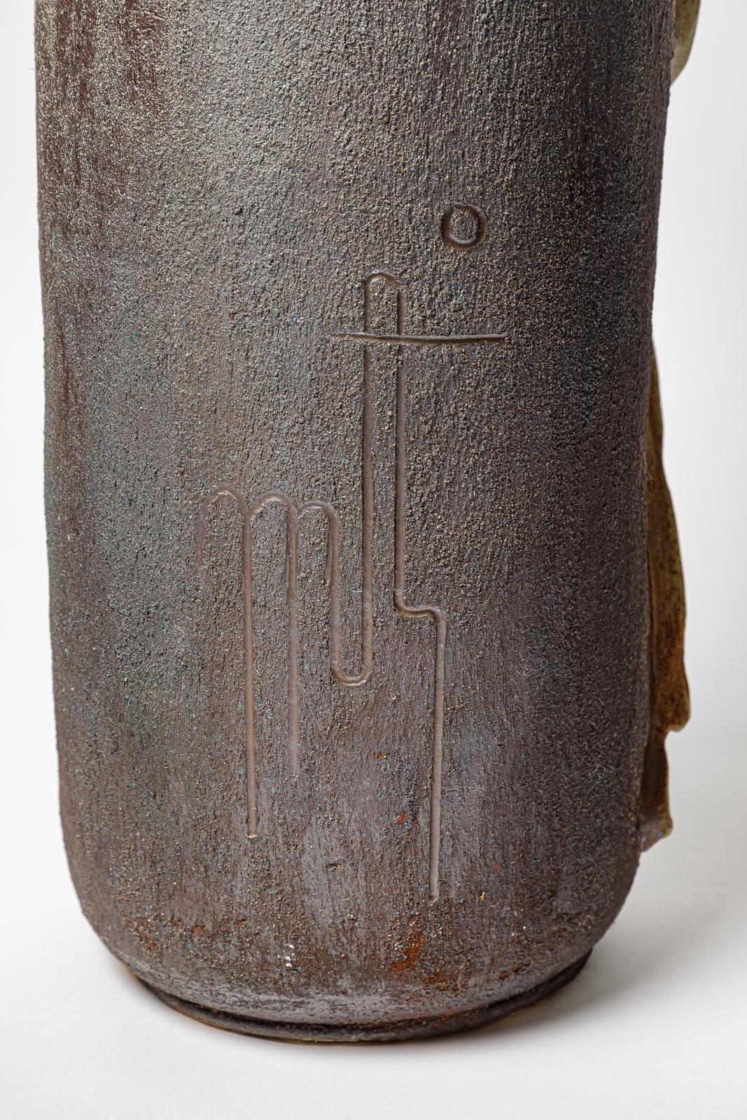 Stoneware vase by Georges Martin, circa 1970-1980. In Excellent Condition For Sale In Saint-Ouen, FR