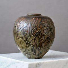 Brown Stoneware Vase by Gerd Bogelund for Royal Copenhagen, Denmark, 1950s