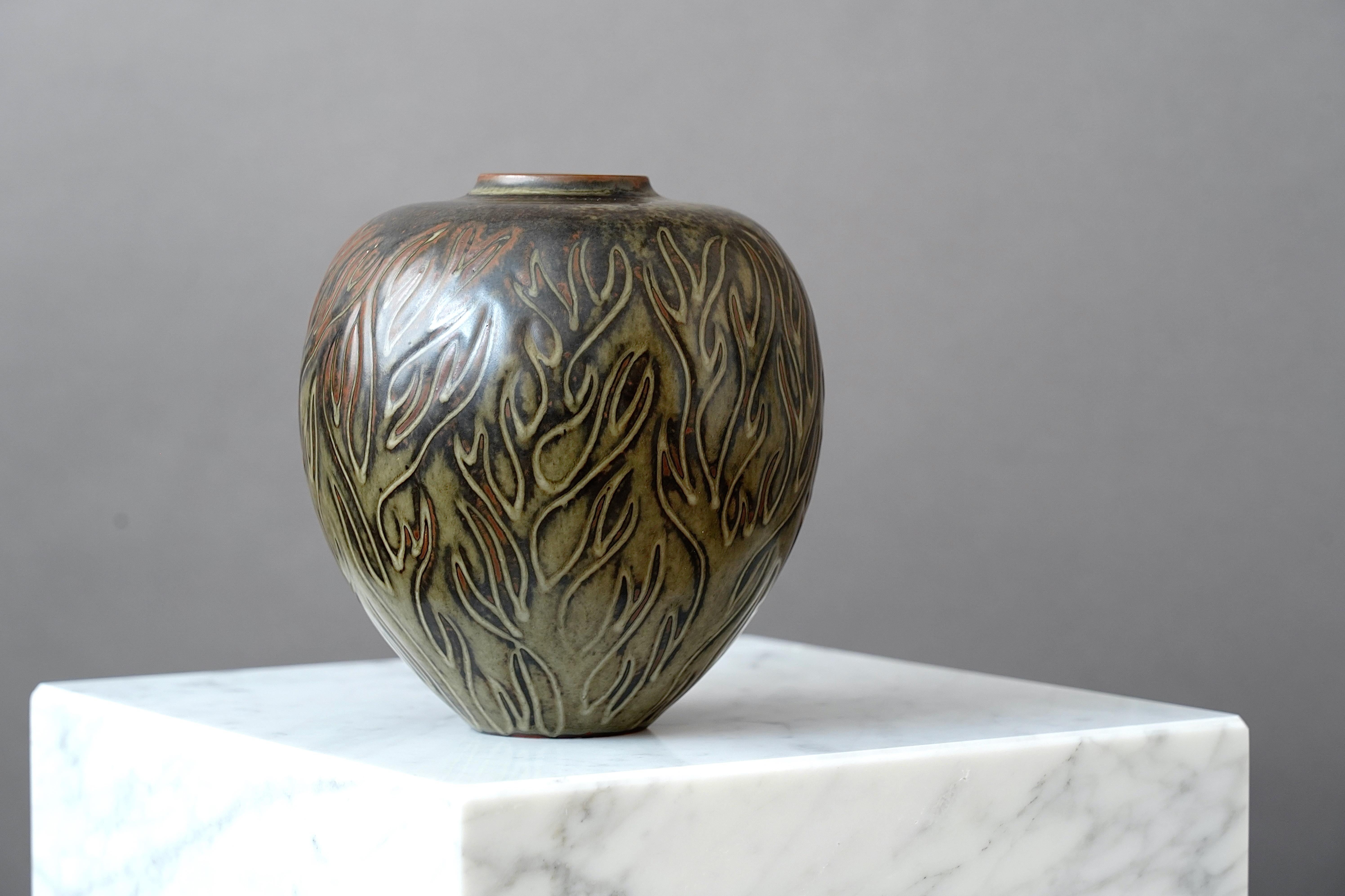 Danish Stoneware Vase by Gerd Bogelund for Royal Copenhagen, Denmark, 1950s For Sale