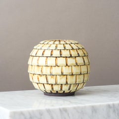 Stoneware Vase by Gertrud Lönegren, Rörstrand, Sweden, 1930s. Art Deco, Yellow.