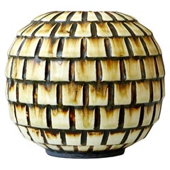 Jarrón de gres de Gertrud Lönegren, Rörstrand, Suecia, años 30. Art Deco, Amarillo.