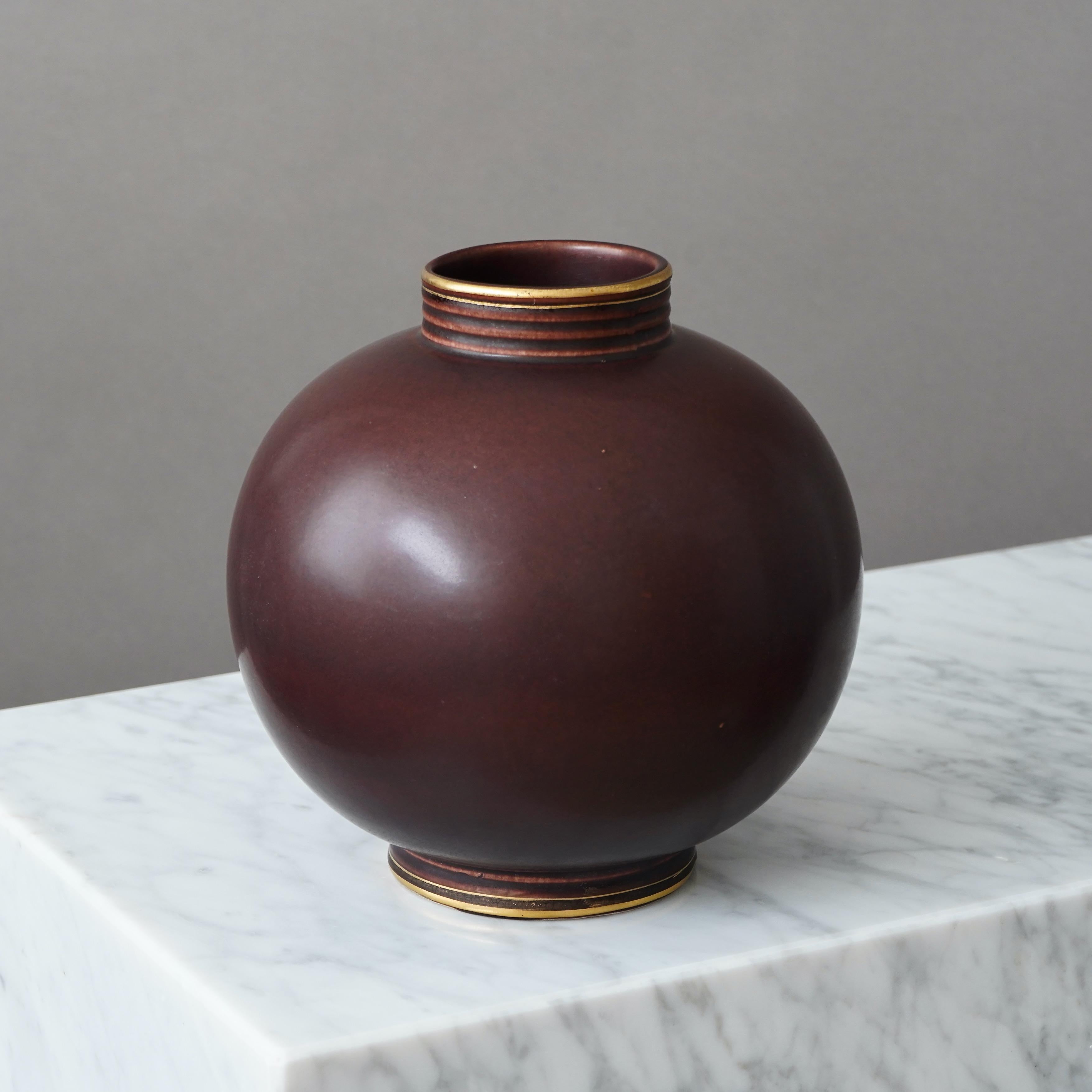 Scandinavo moderno Vaso in gres di Gunnar Nylund per Rorstrand, Svezia, anni '1930 in vendita