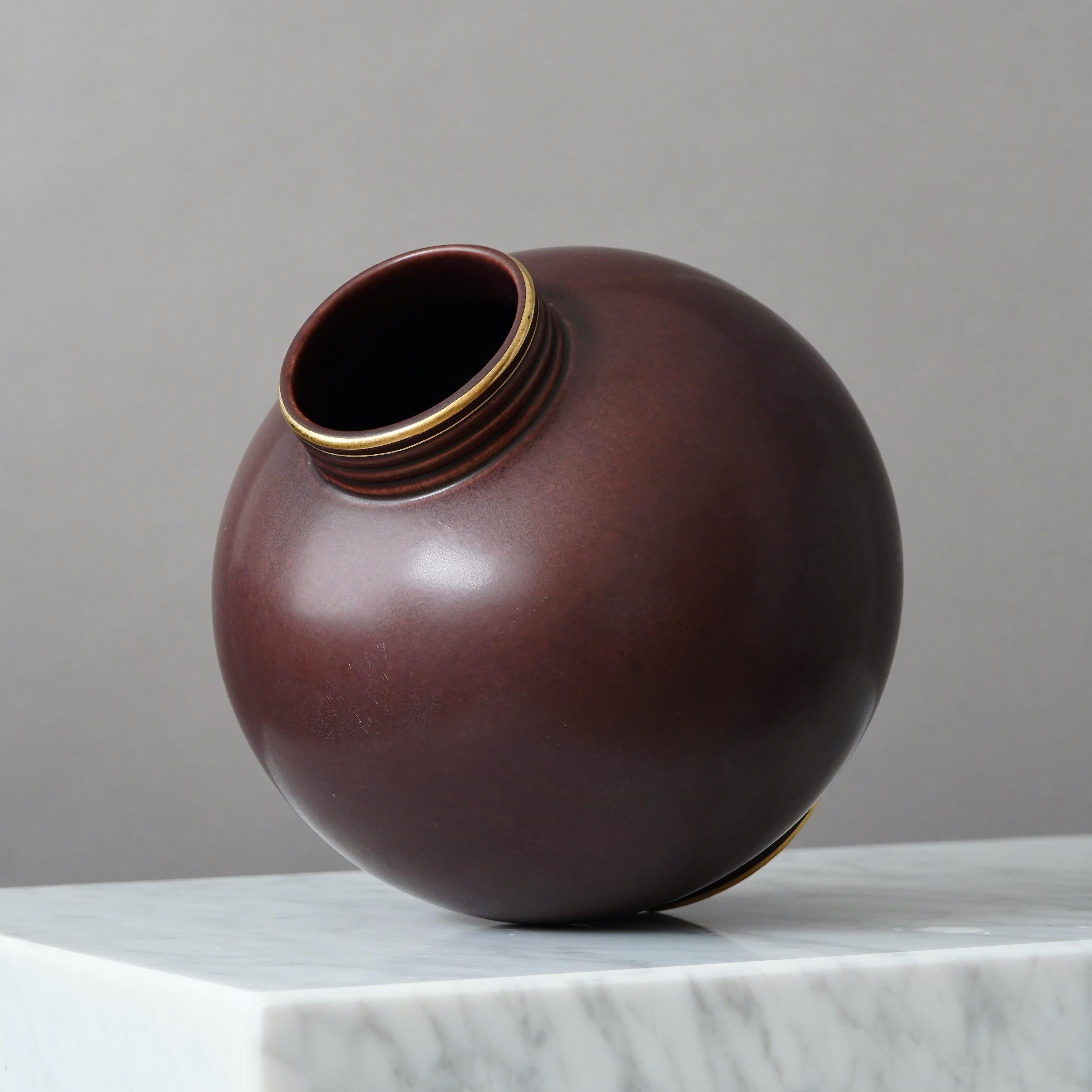 Smaltato Vaso in gres di Gunnar Nylund per Rorstrand, Svezia, anni '1930 in vendita