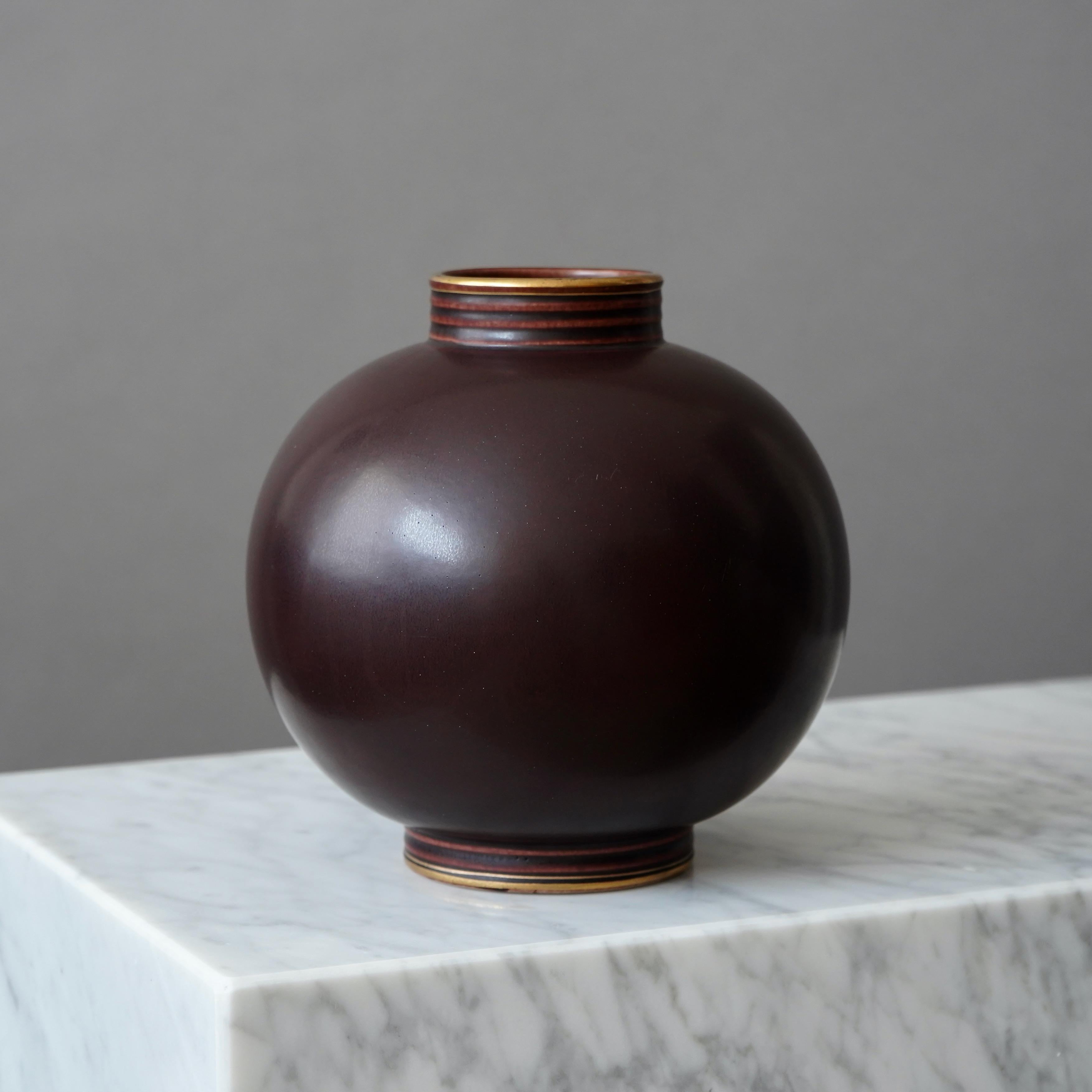Ceramic Stoneware Vase by Gunnar Nylund for Rorstrand, Sweden, 1930s For Sale