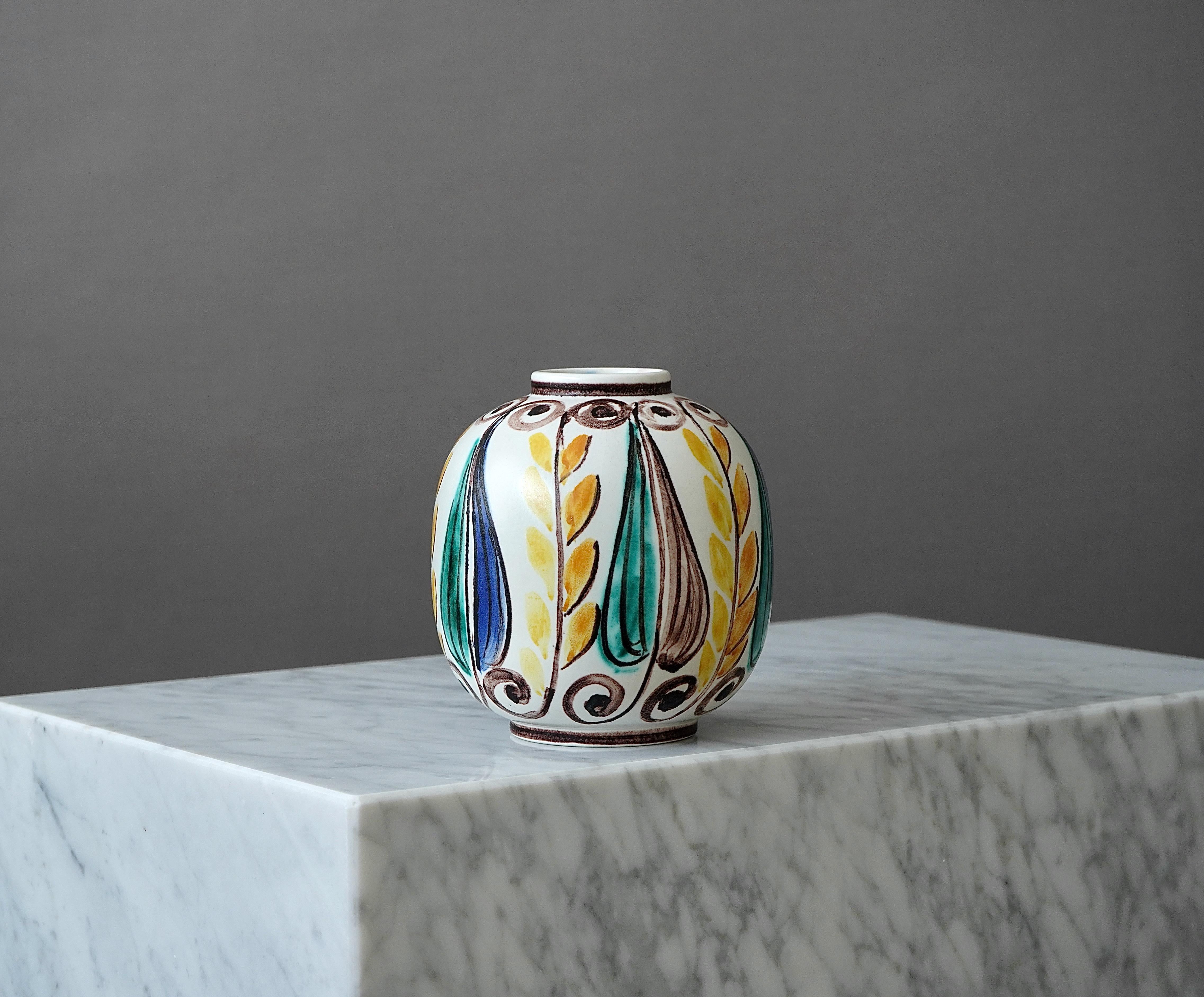 Swedish Stoneware Vase by Hertha Bengtson. Rorstrand, Sweden, 1950s. For Sale