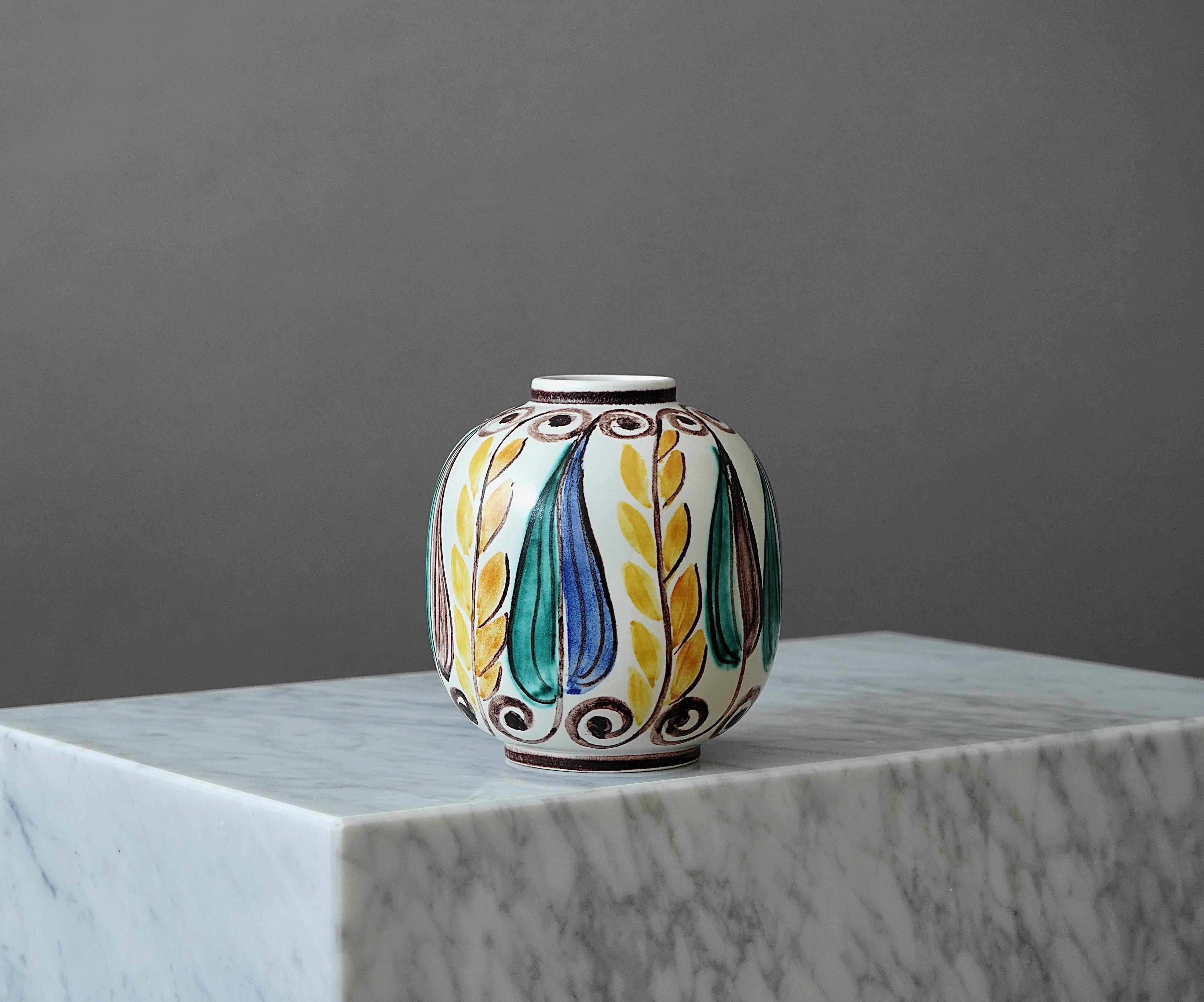 Turned Stoneware Vase by Hertha Bengtson. Rorstrand, Sweden, 1950s. For Sale