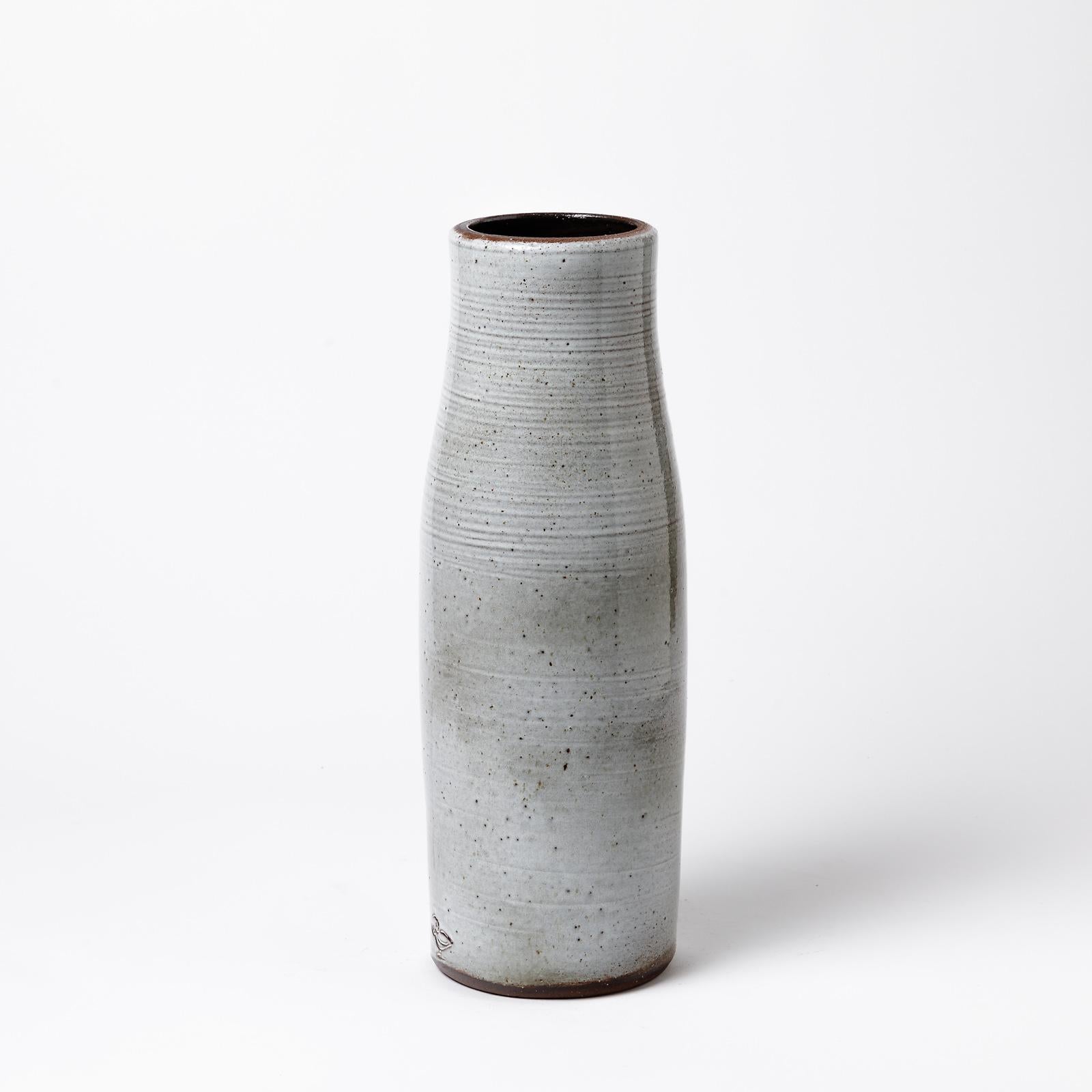 French Stoneware Vase by Jeanne & Norbert Pierlot to Ratilly, circa 1970 For Sale