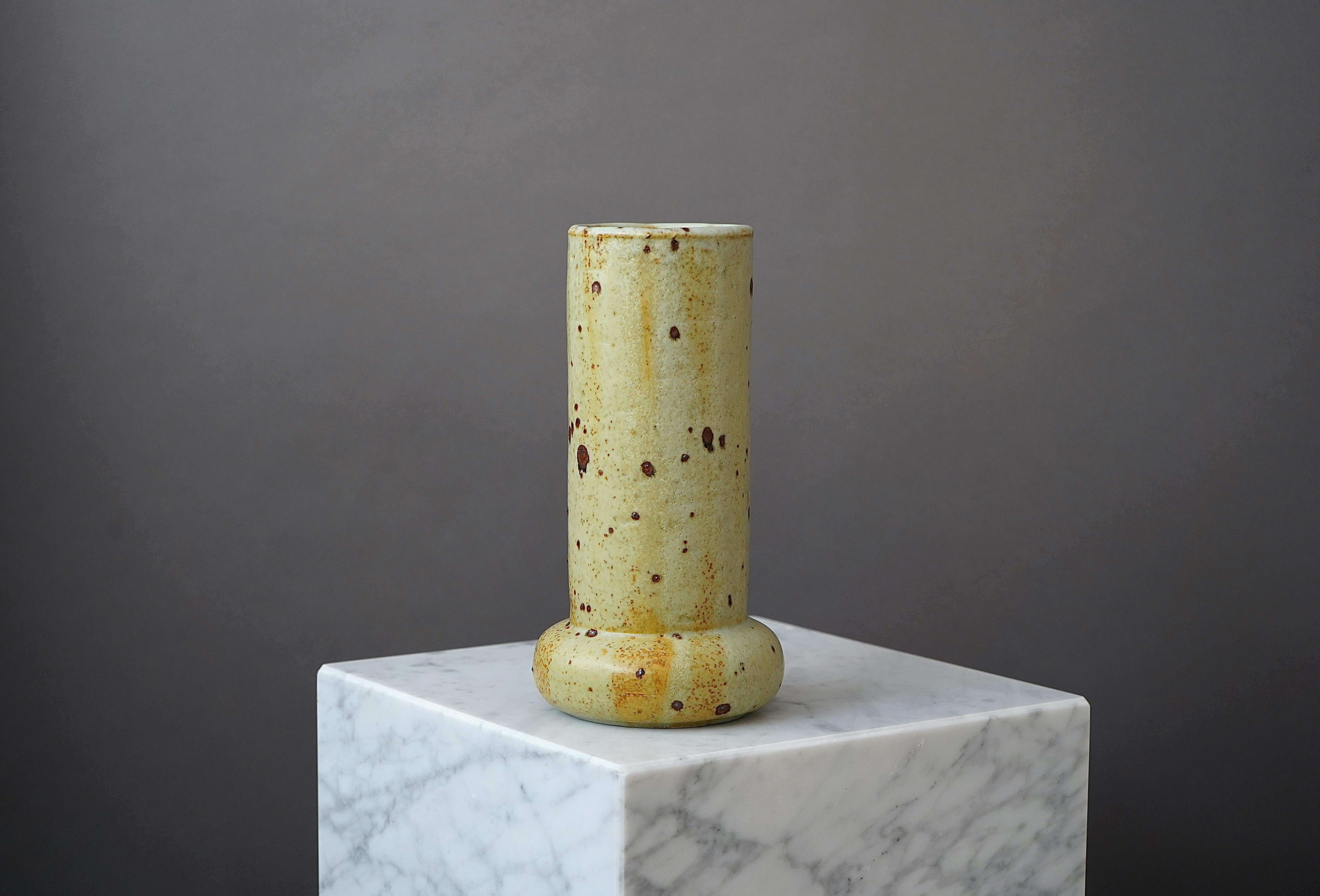 Turned Stoneware Vase by Marianne Westman for Rorstrand, Sweden, 1960s For Sale