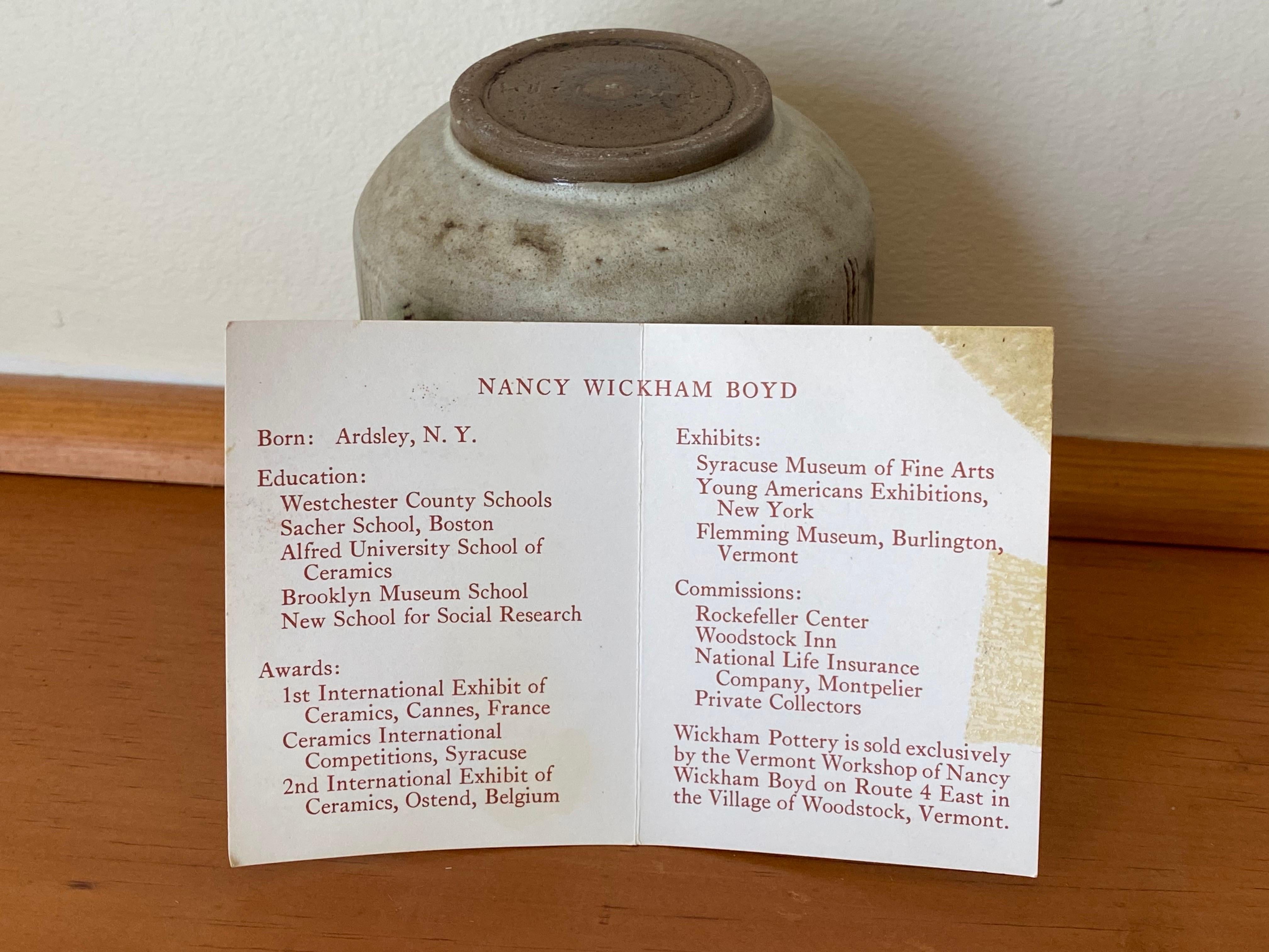 Ceramica Vaso in gres di Nancy Wickham del Vermont Workshop ex. Design Technics in vendita