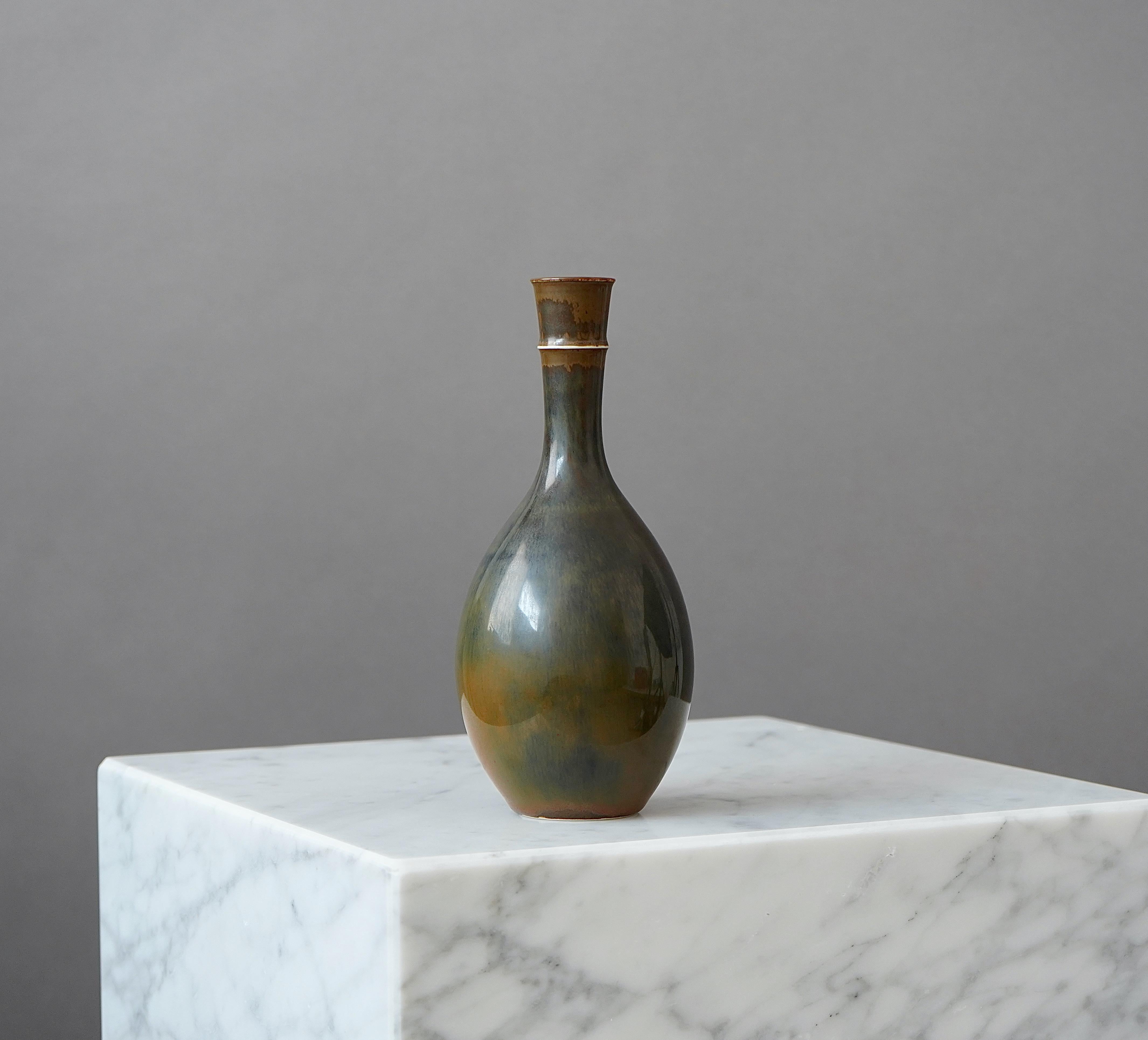 Scandinavian Modern Stoneware Vase by Stig Lindberg for Gustavsberg Studio, Sweden, 1950s For Sale