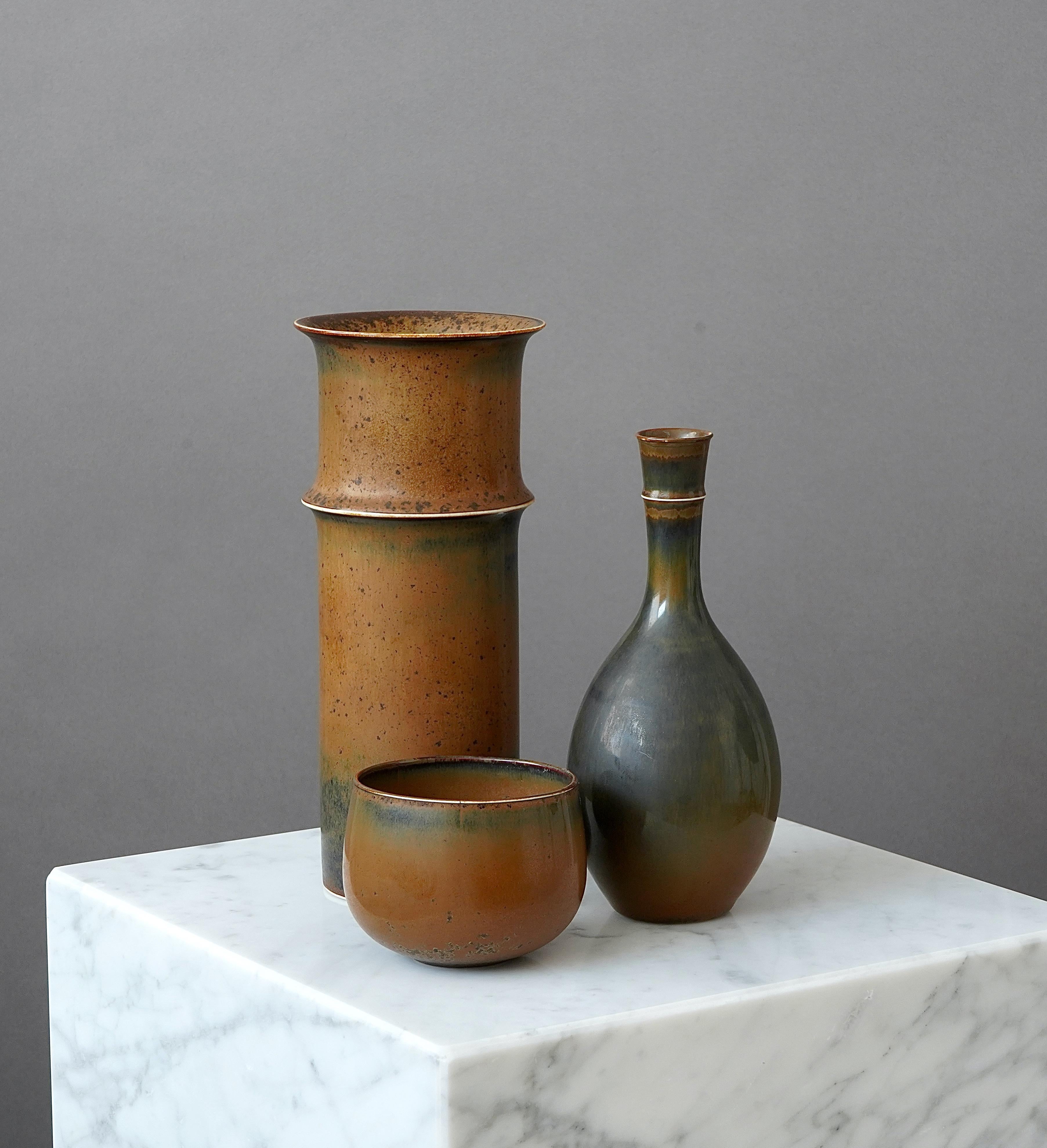 Stoneware Vase by Stig Lindberg for Gustavsberg Studio, Sweden, 1950s For Sale 1